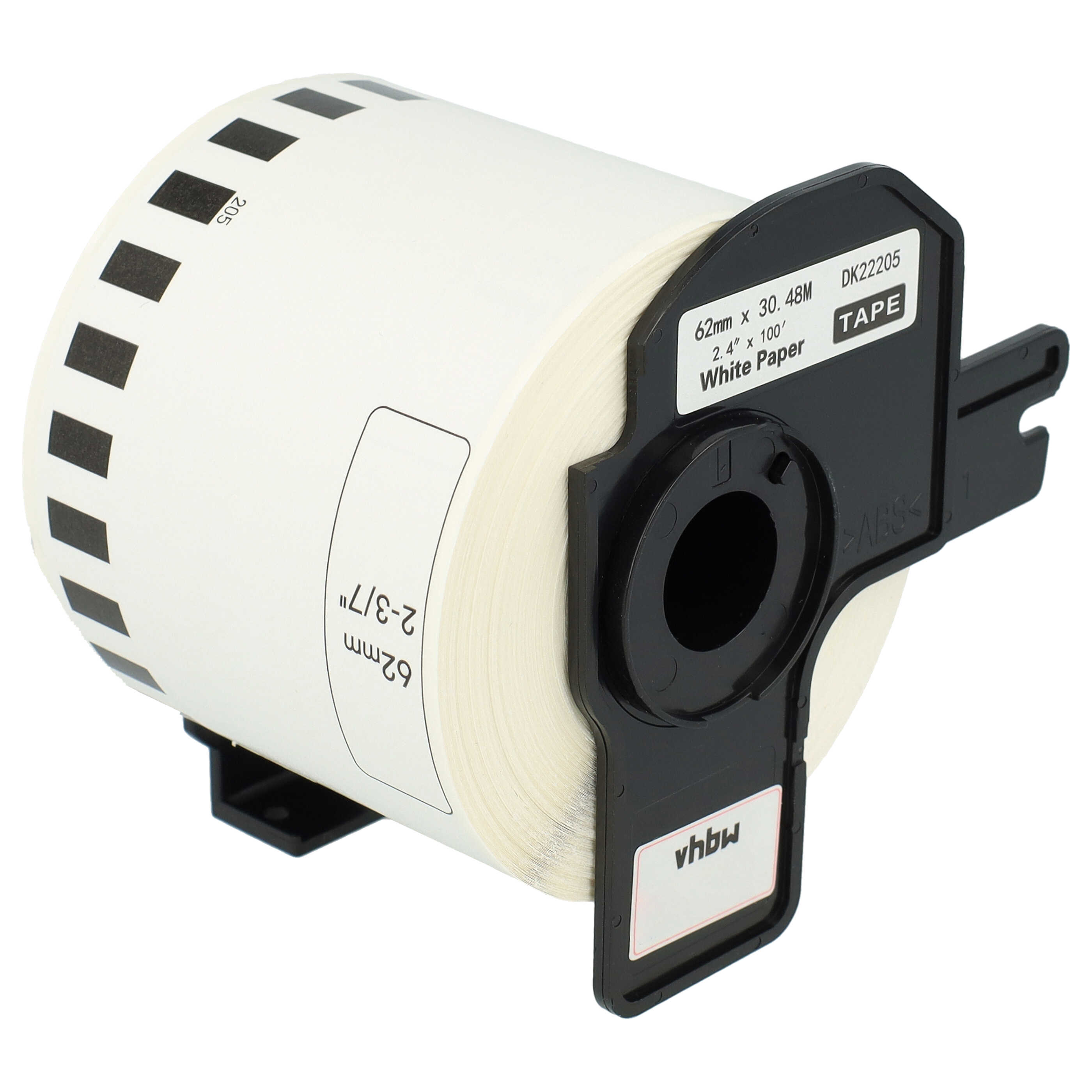 Labels replaces Brother DK-22205 for Labeller - 62 mm x 30.48m + Holder