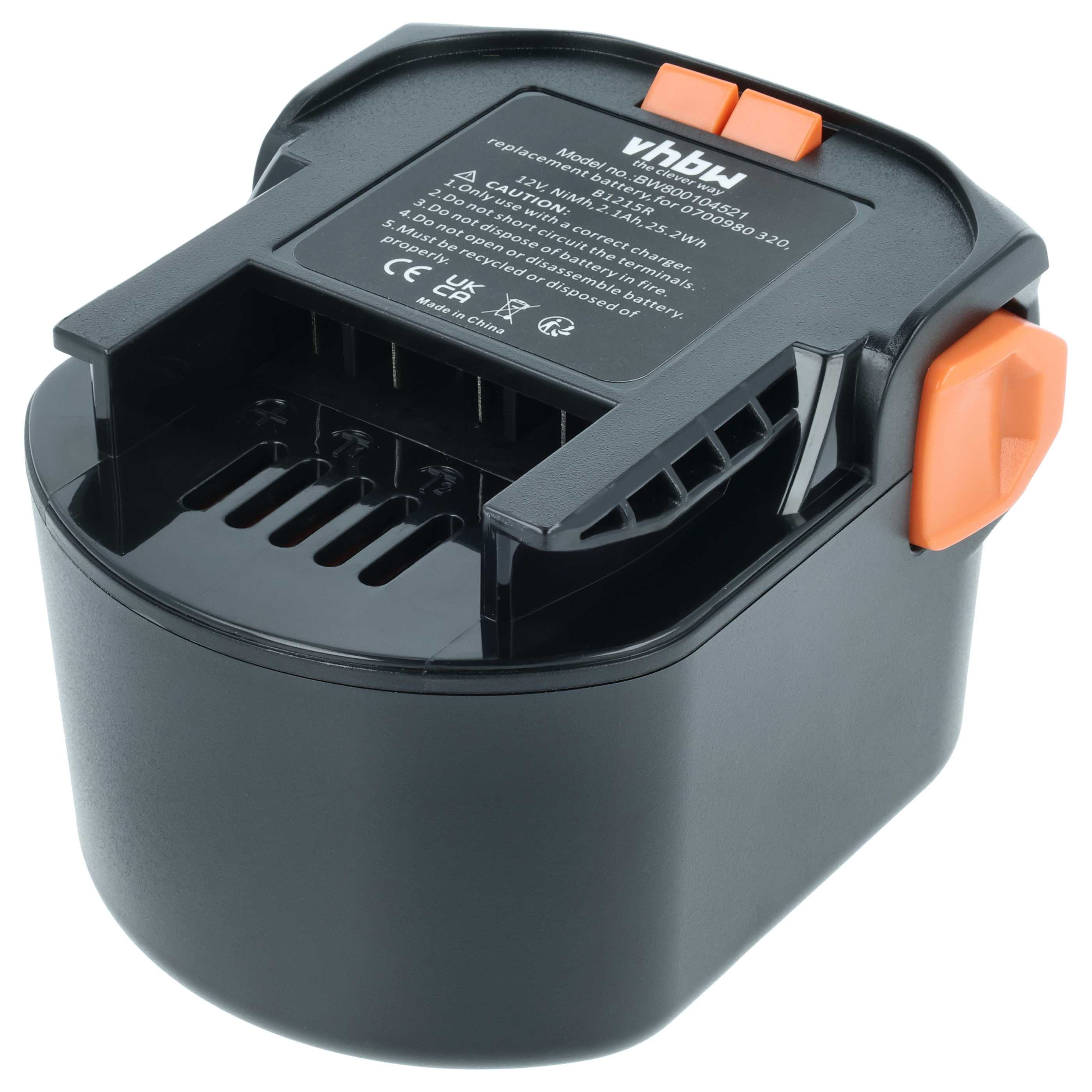 Batteria sostituisce AEG 0700 980 320, B1215R, B1220R, M1230R per attrezzo - 2,1Ah 12V NiMH