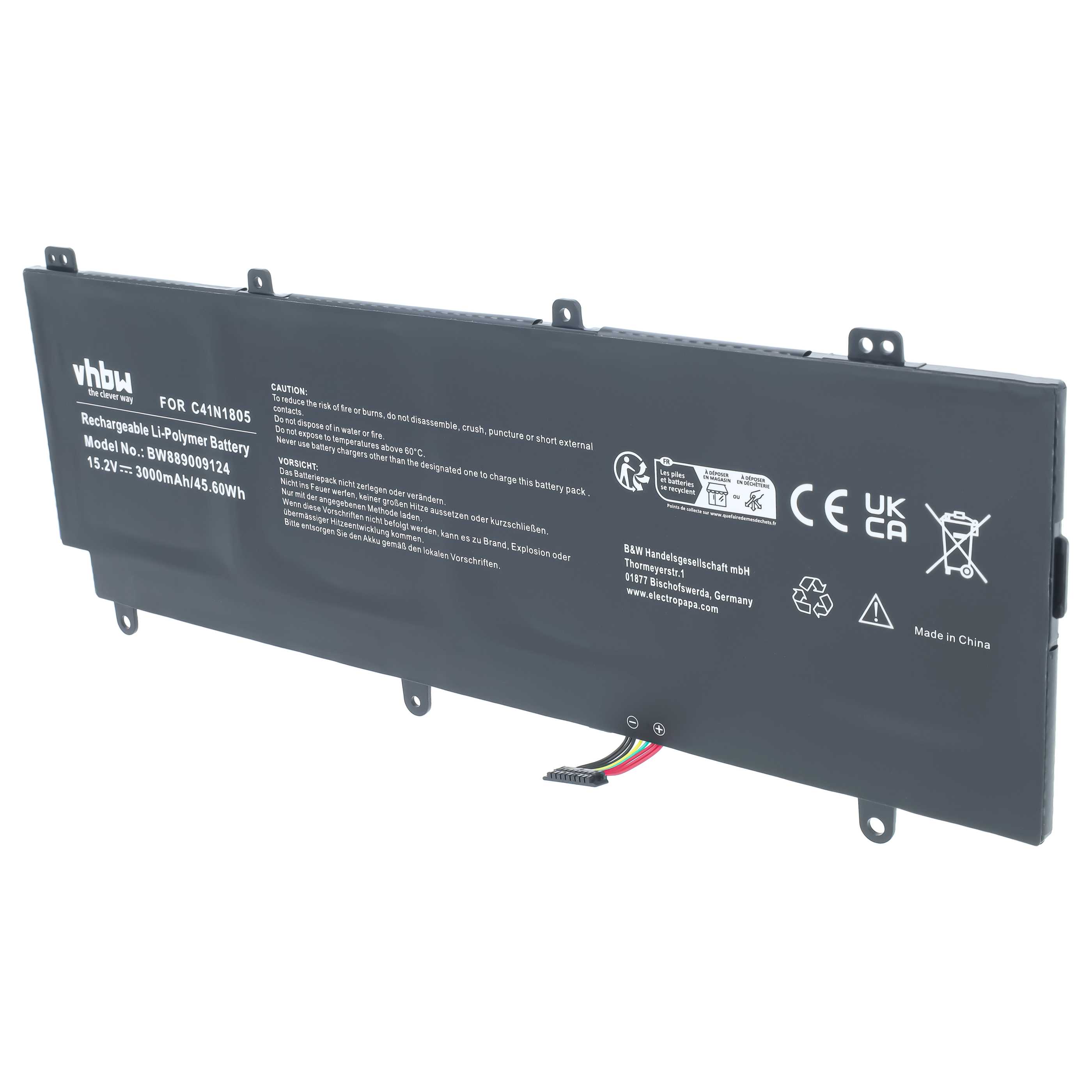 Akku für Laptop wie Asus Rog Zephyrus GX531u.a., ersetzt C41N1805, Li-Polymer, 15.2 V, 3000 mAh