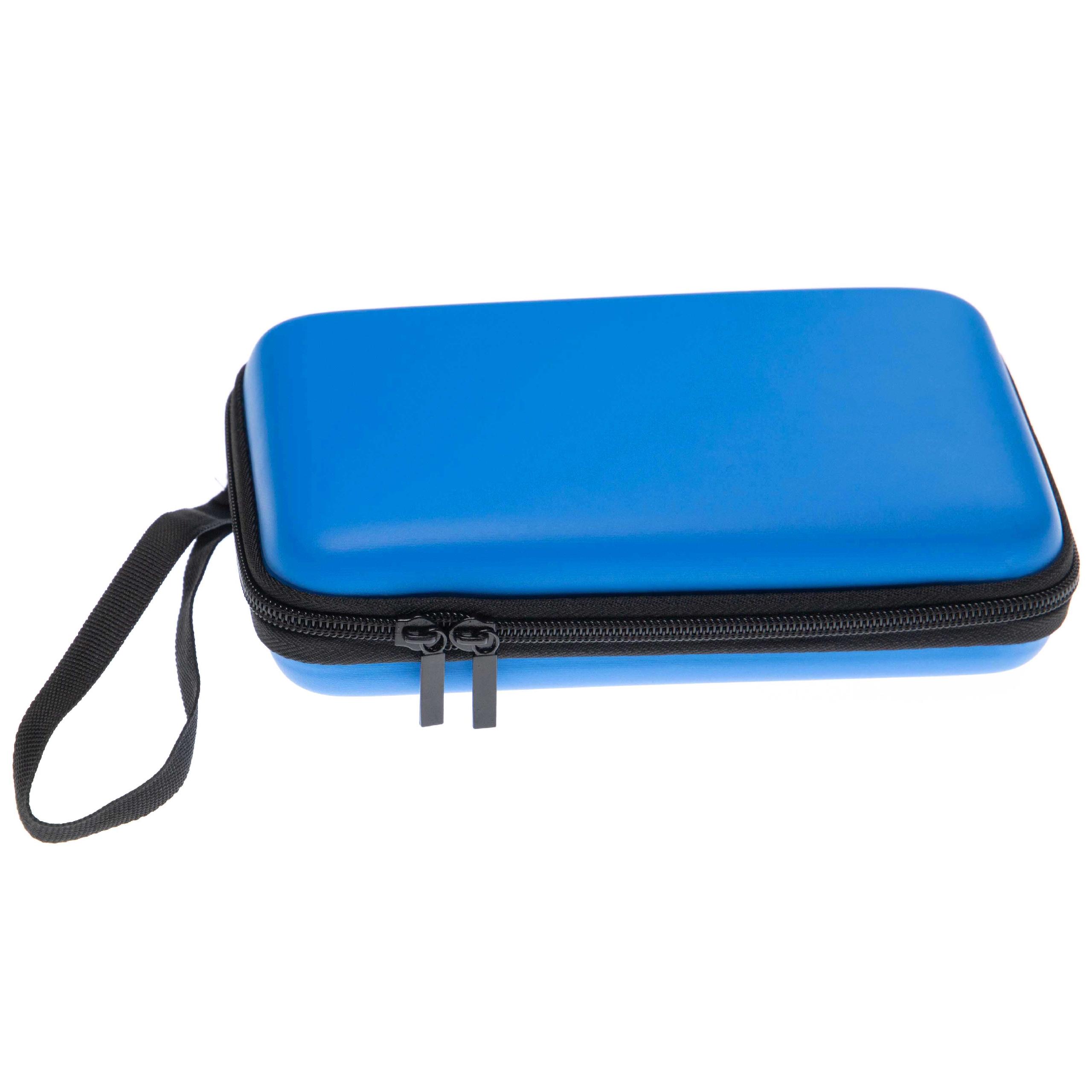 vhbw Bolsa consola de juegos -funda protectora, bolsa de transporte + correa con mosquetón, negro, azul