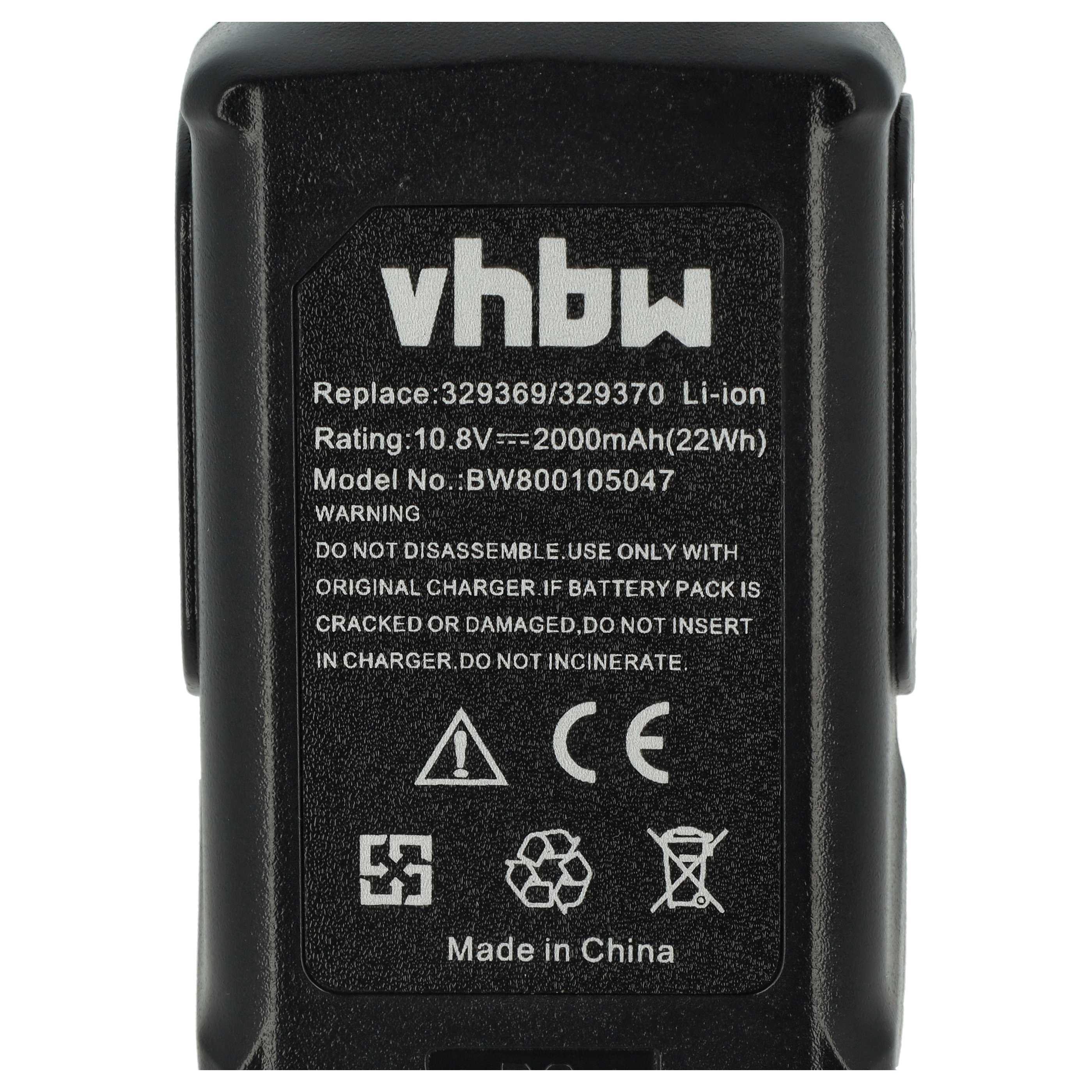 Battery replaces Hitachi Hikoki 329370, 329371, 329389, 329369 Electric Power Tool - 2000 mAh, 10.8 V, Li-Ion