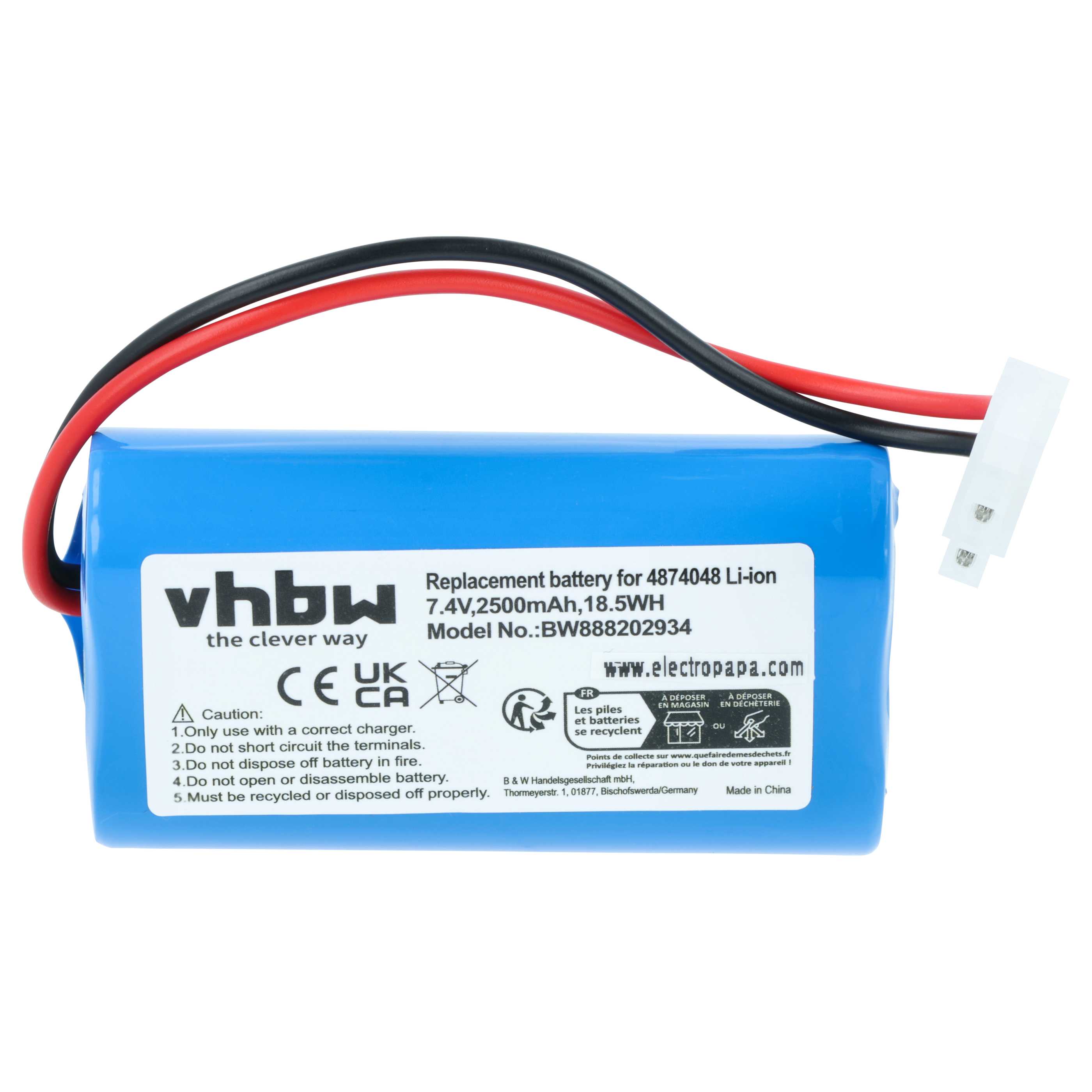 Battery replaces Severin Chill 4874048 for Severin Chill 2500mAh, 7.4V, Li-Ion