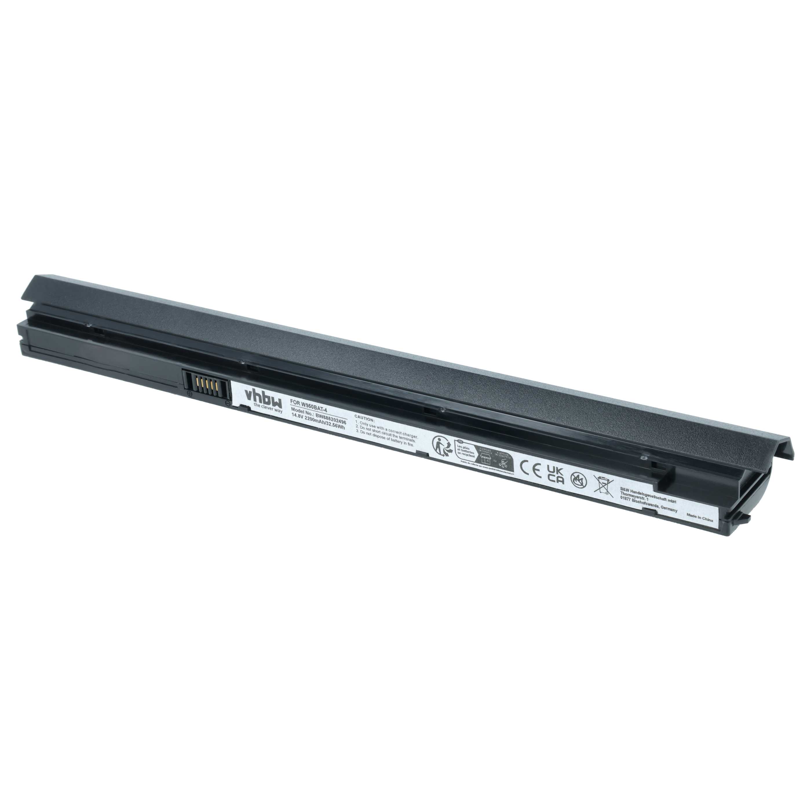 Notebook Battery replaces Clevo 6-87-W95KS, 6-87-W95KS-42F2, 6-87-W95KS-49F - 2200 mAh 14.8 V Li-Ion, black