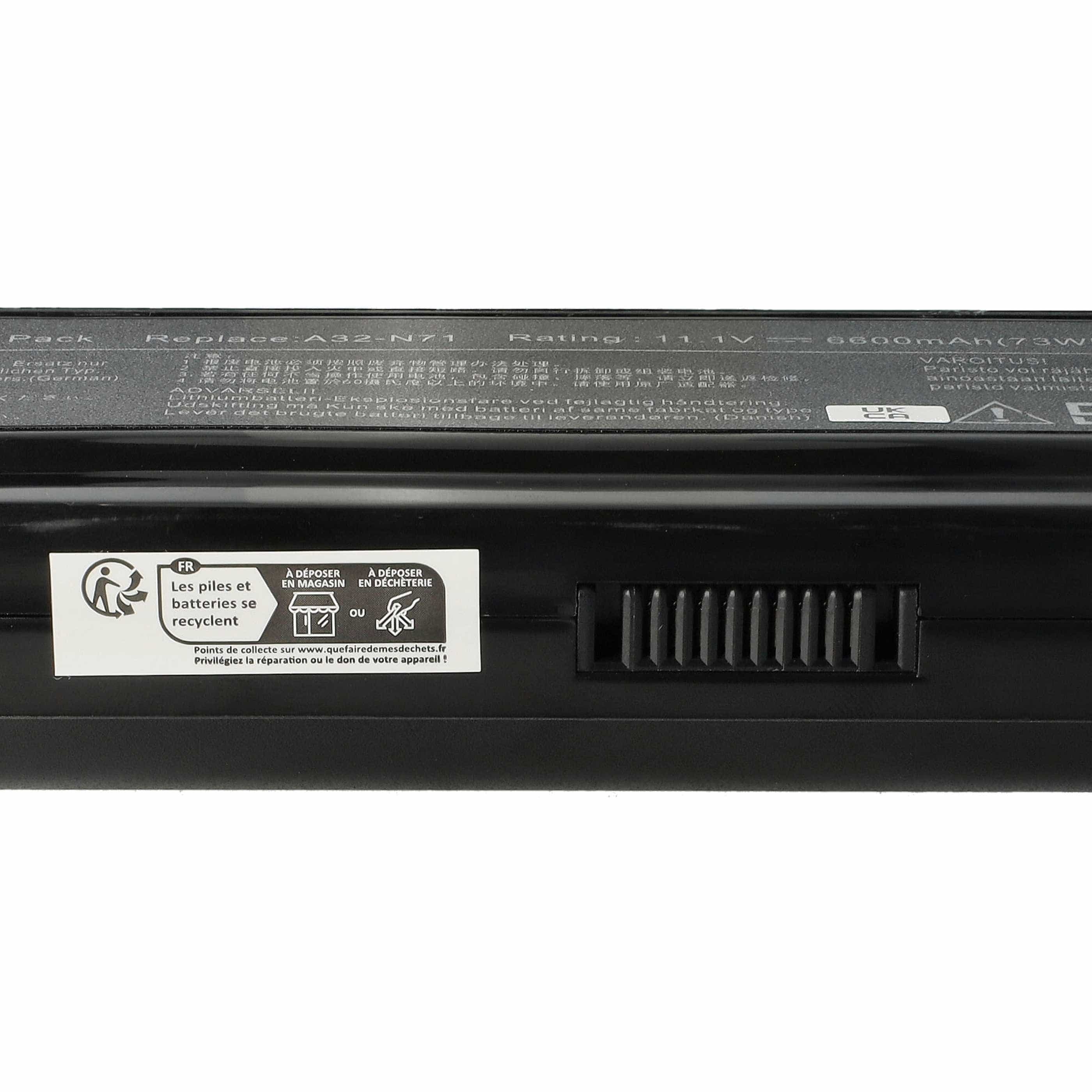 Akumulator do laptopa zamiennik Asus 70-NX01B1000Z, 70-NXH1B1000Z - 6600 mAh 11,1 V Li-Ion, czarny