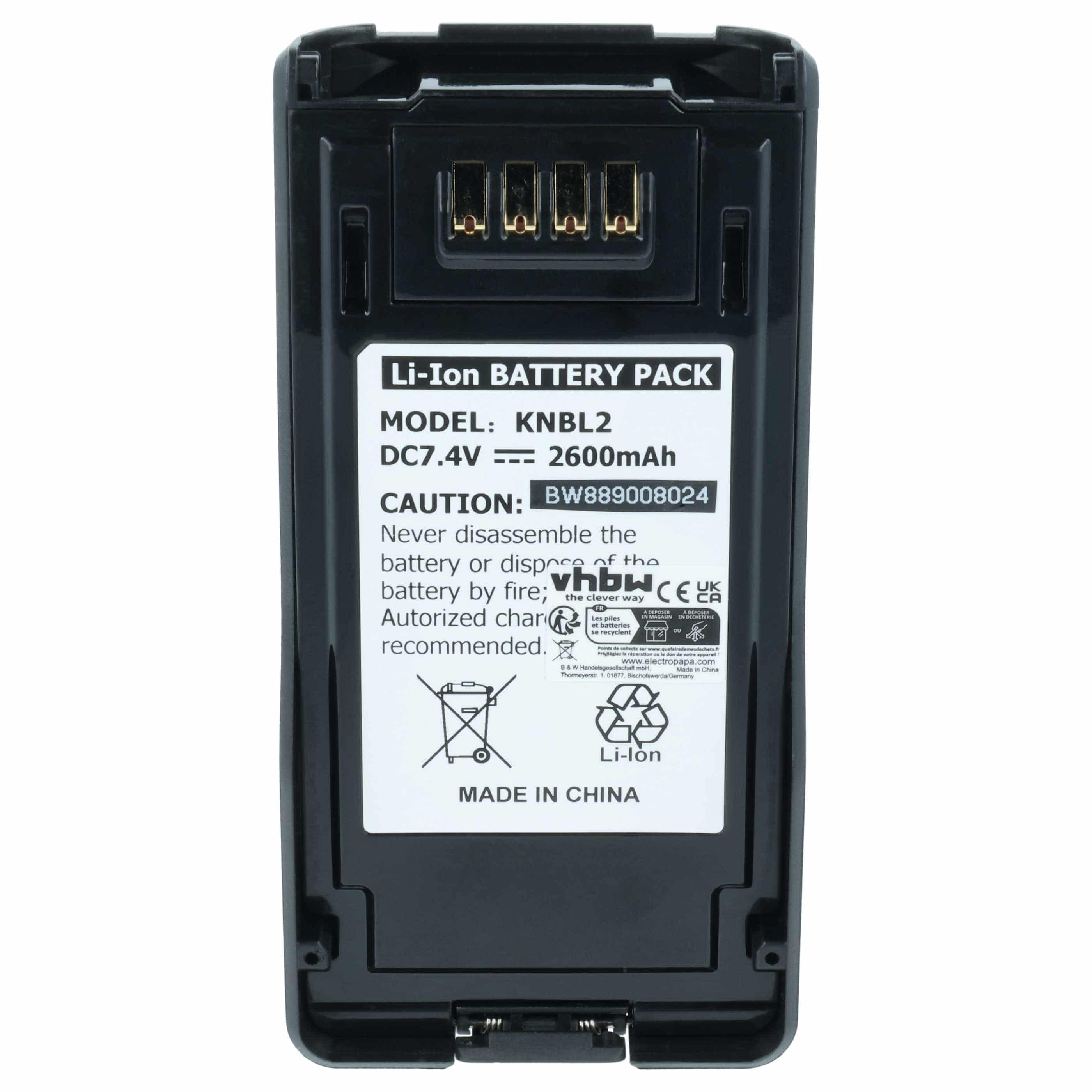 Radio 2x Battery replaces Kenwood KNB-L2M, KNB-L2, KNB-L1, KNB-LS5, KNB-L3M, KNB-L3 - 2600 mAh 7.4 V Li-Ion