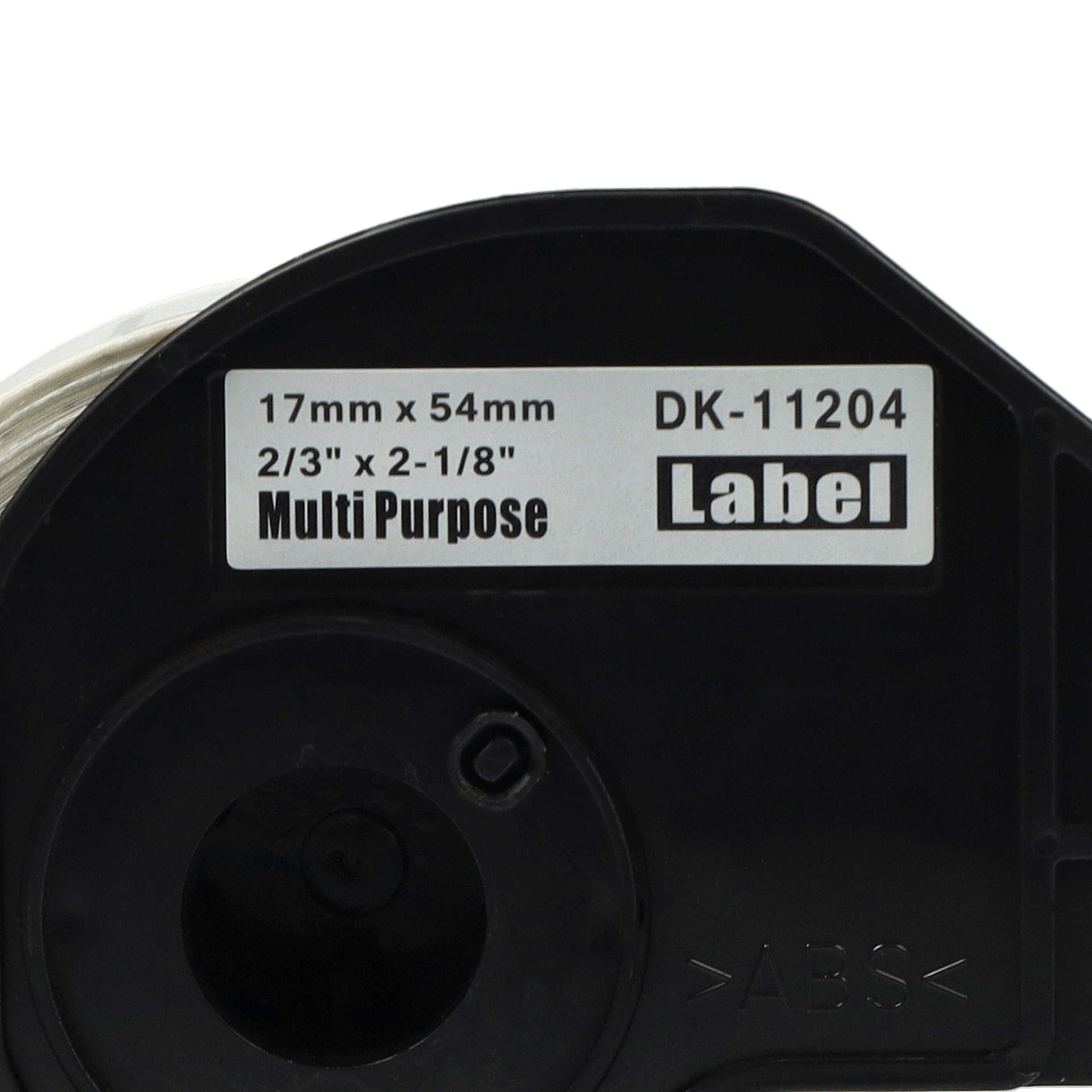 3x Label Roll replaces Brother DK-11204 Labeller - 17 mm x 54 mm + Holder