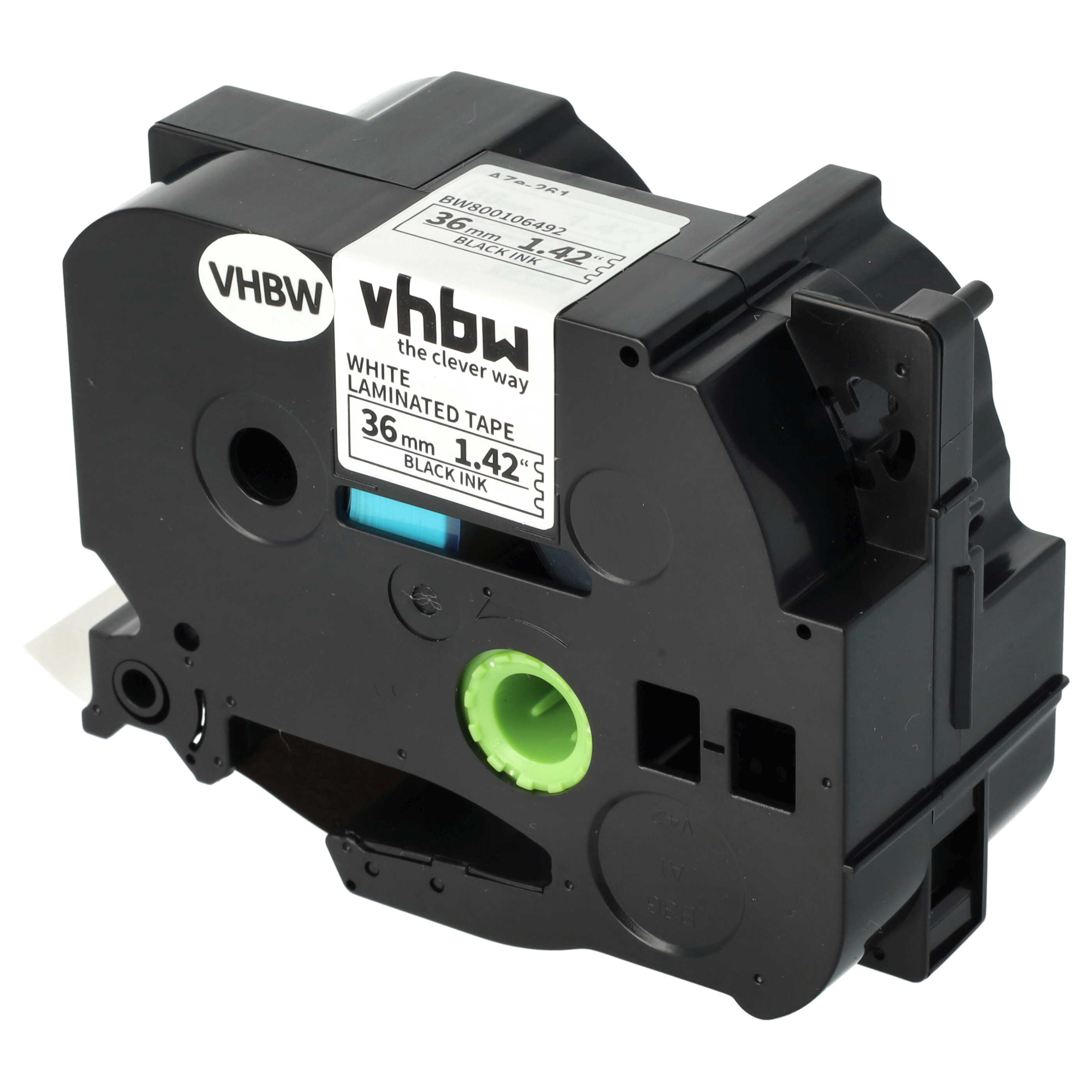 5x Label Tape replaces Brother TZ-261, TZE-261 - 36 mm Black to White