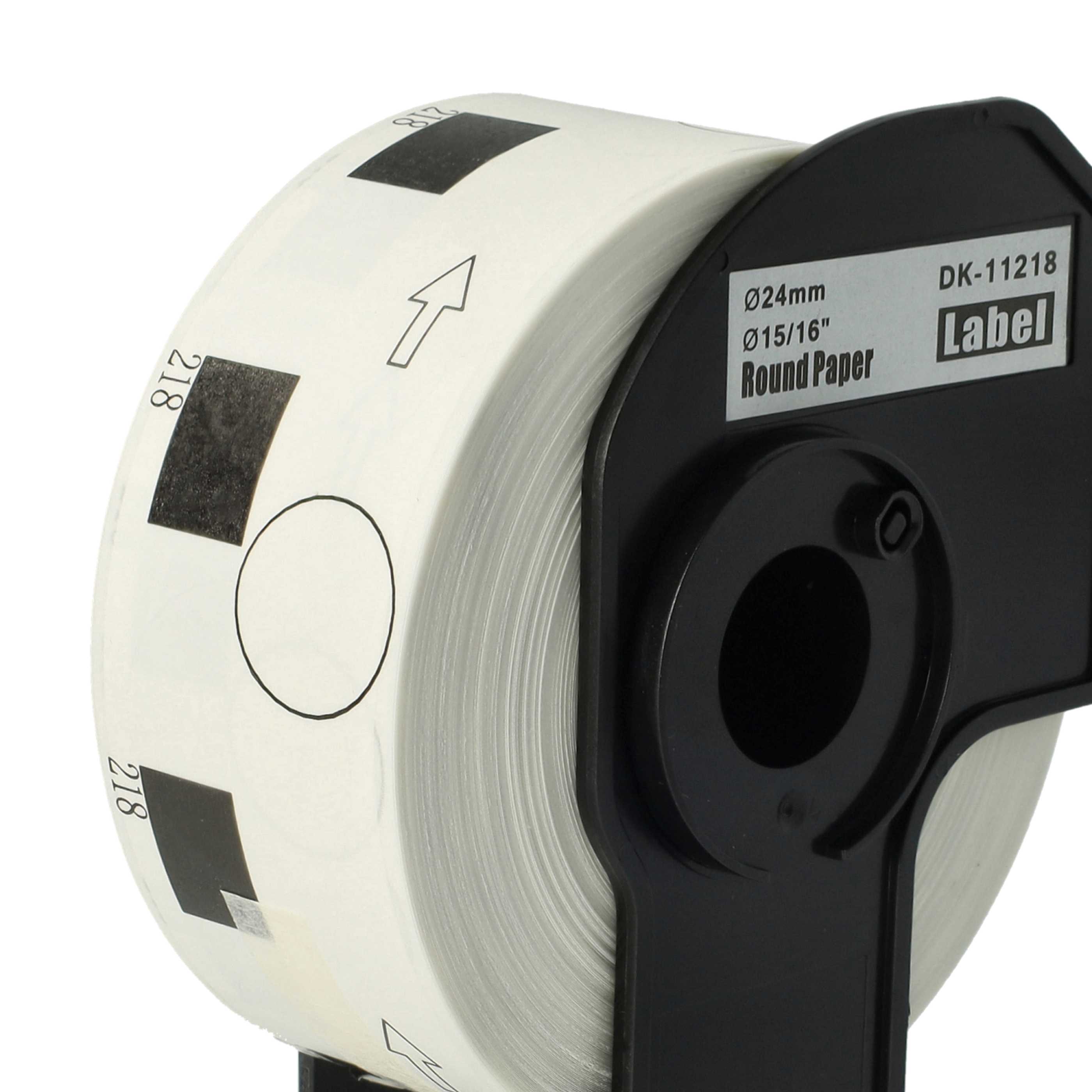 5x Label Roll replaces Brother DK-11218 Labeller - Premium 24 mm + Holder