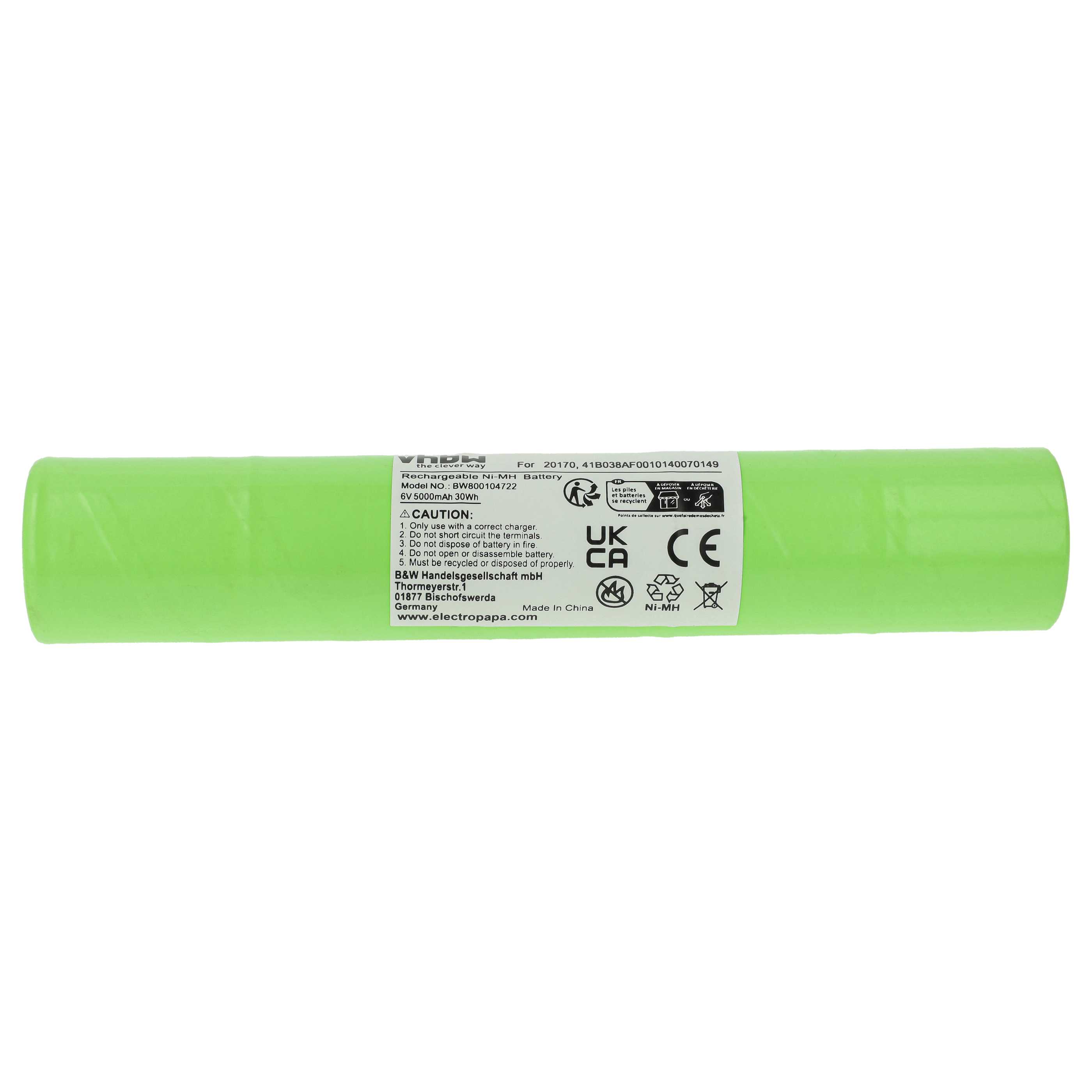 5x Batteria per torcia o lampada da elmetto sostituisce 108-000-439, 108-439, 108-000-817 - 5000mAh 6V NiMH
