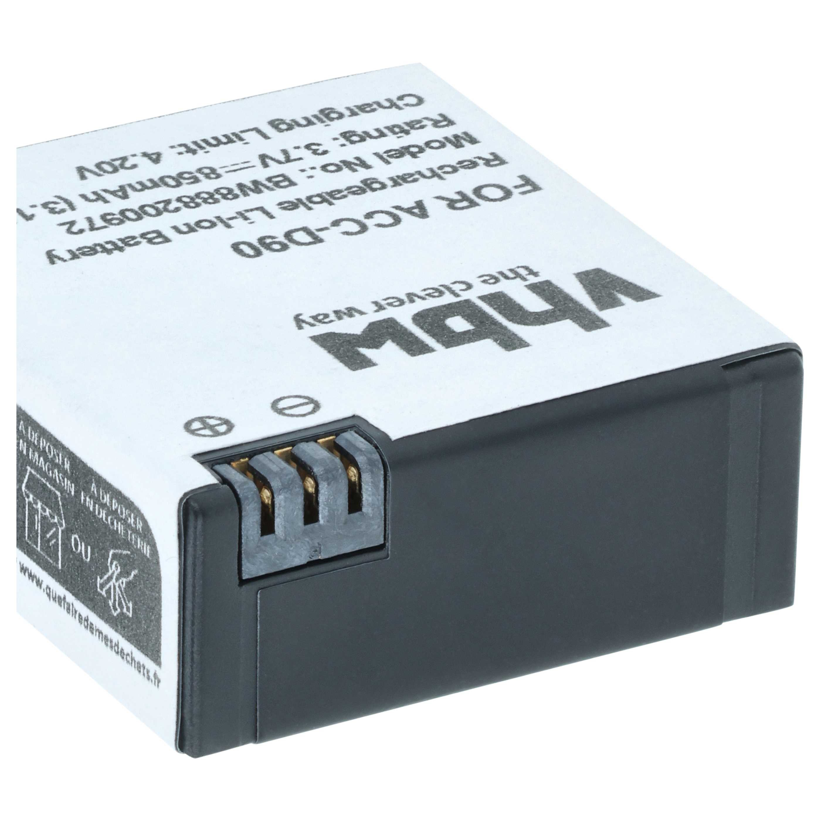 Mini-Kamera-Akku (2 Stück) als Ersatz für AEE ACC-D90 für AEE - 850mAh 3,7V Li-Ion