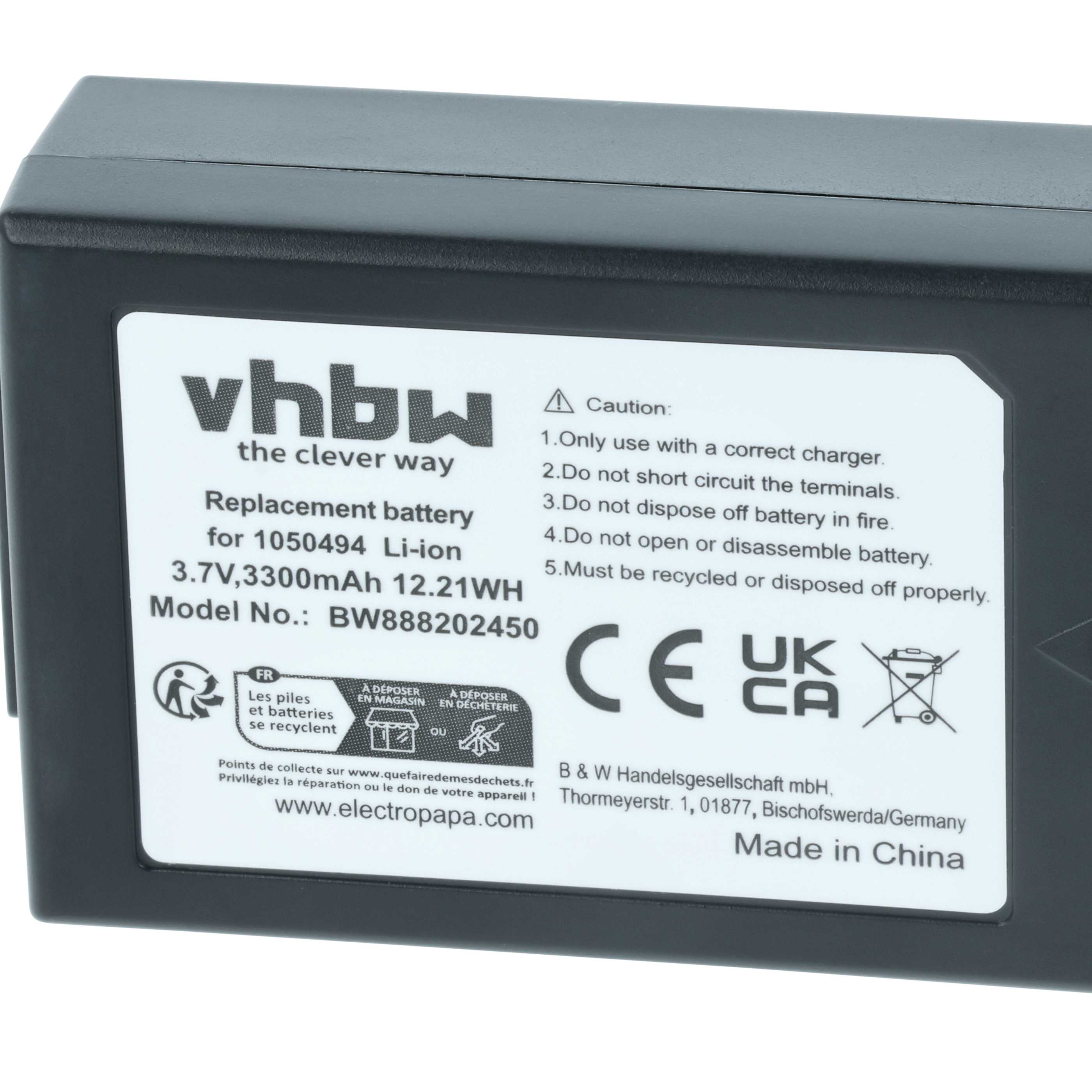 Handheld Computer 5x Battery replaces Psion WA3006, WA3020, 1050494-002, 1050494 - 3300mAh, 3.7V