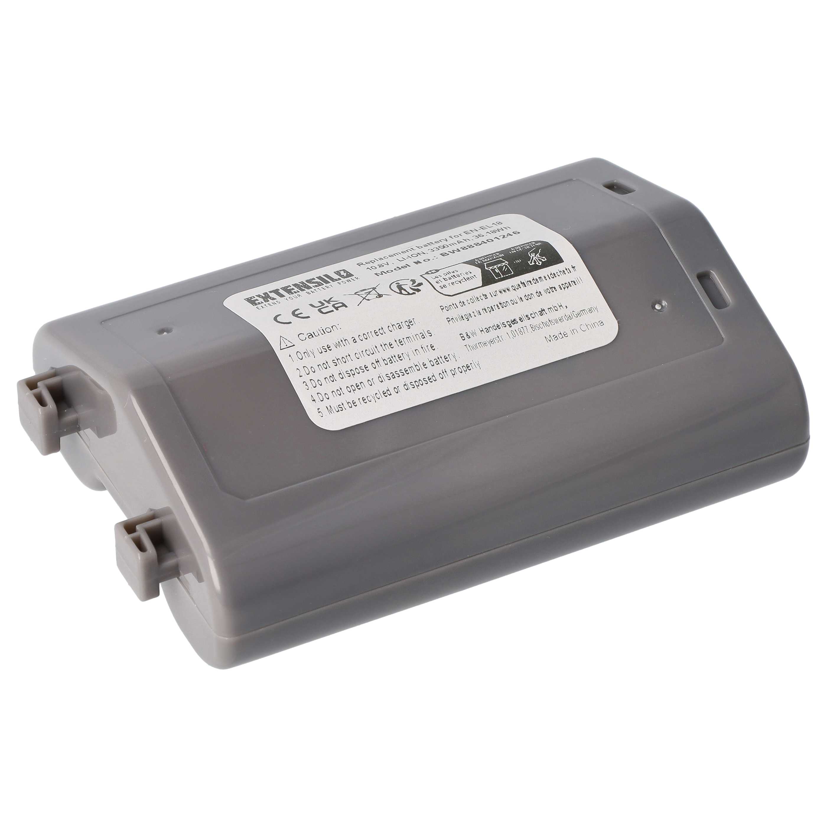 Battery replaces Nikon EN-EL18 - 3350mAh, 10.8V, Li-Ion