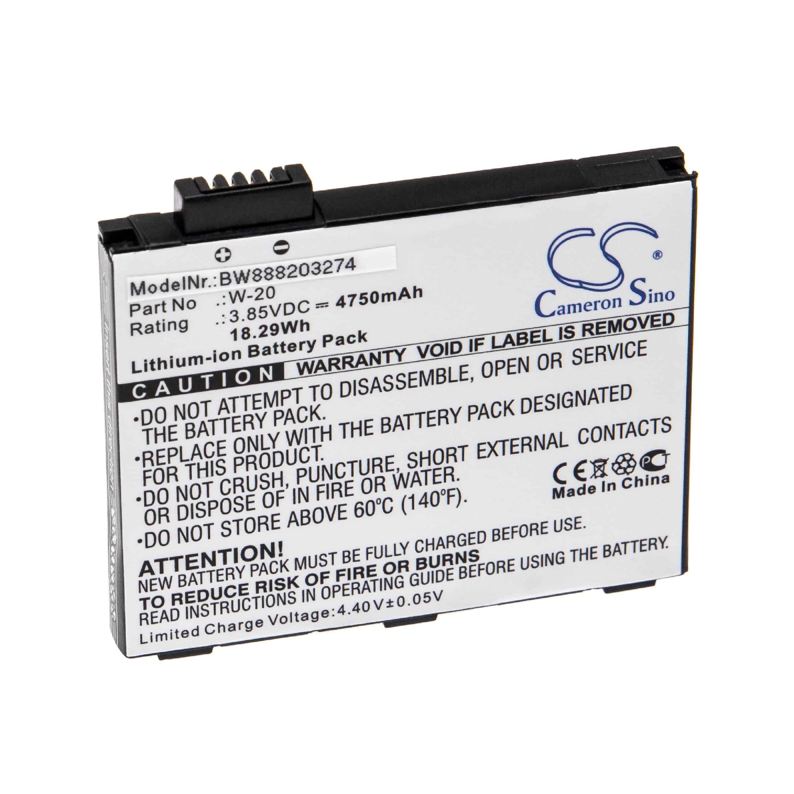 Batterie remplace Netgear W-20, 308-10094-01 pour routeur modem - 4750mAh 3,85V Li-ion