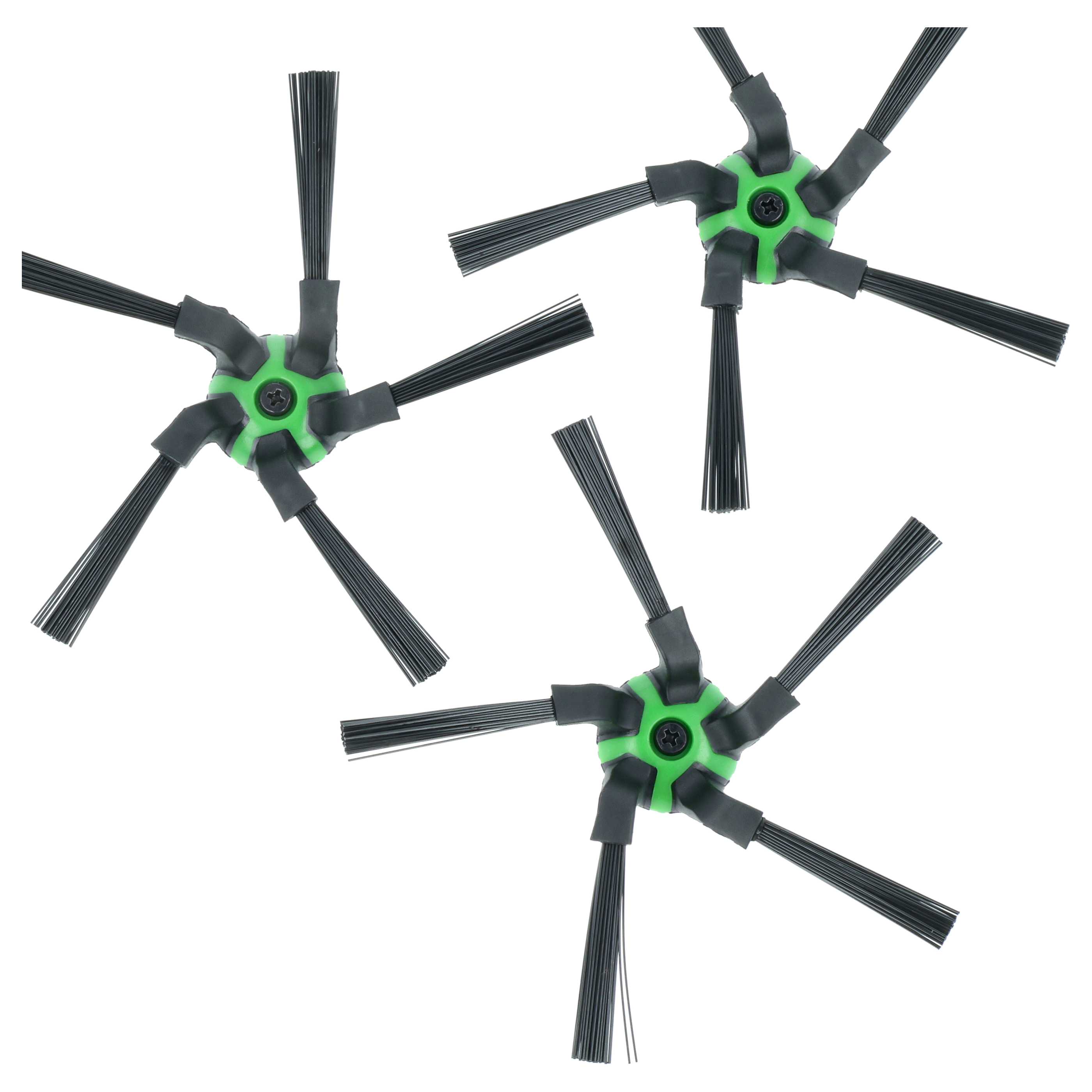 3x Side Brush suitable for iRobot Roomba s9, s9 Plus, 9150, 9550 Robot Vacuum Cleaner - 5-armed, black, green