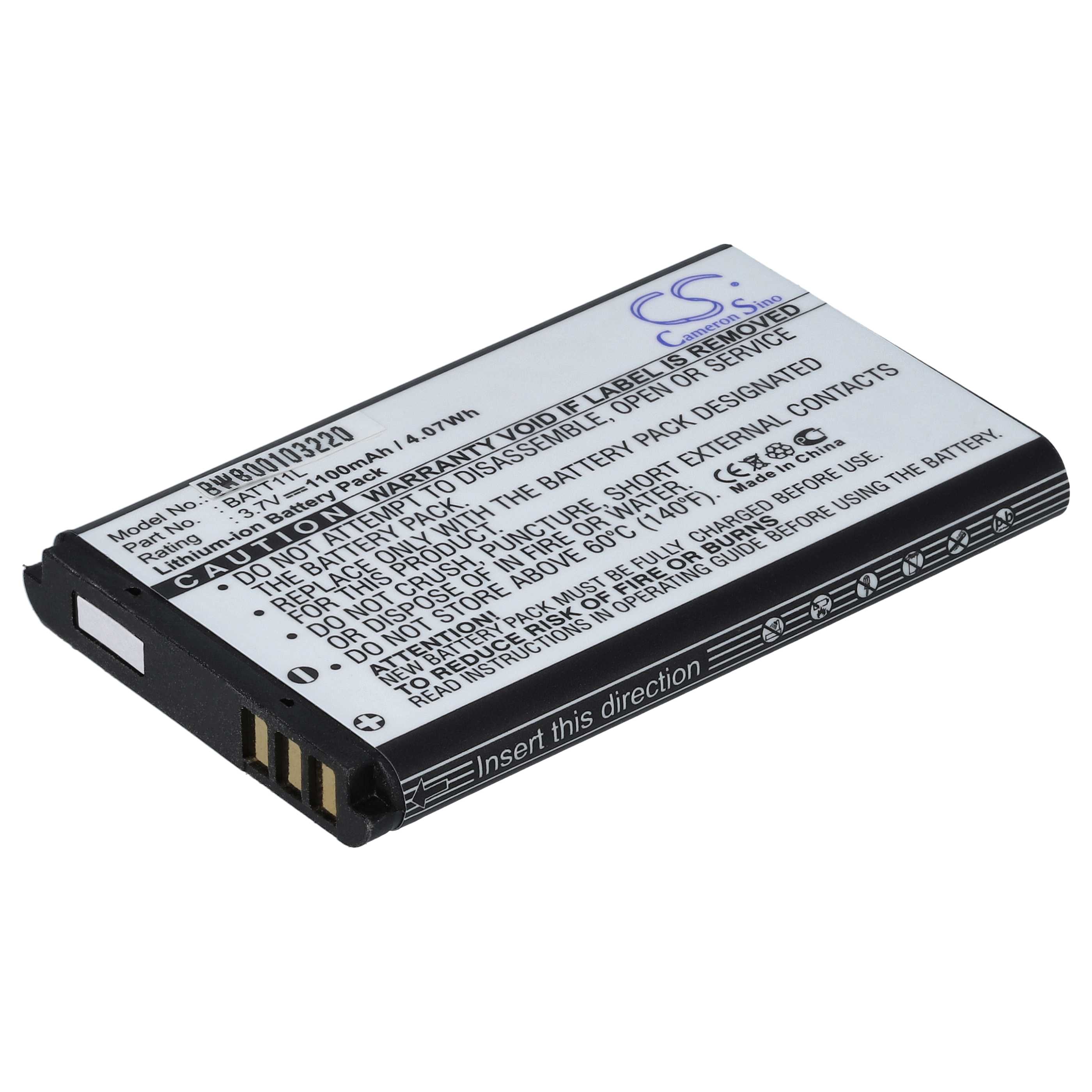 Videocamera 10x Battery replaces Midland BATT11L - 1100 mAh 3.7 V Li-Ion