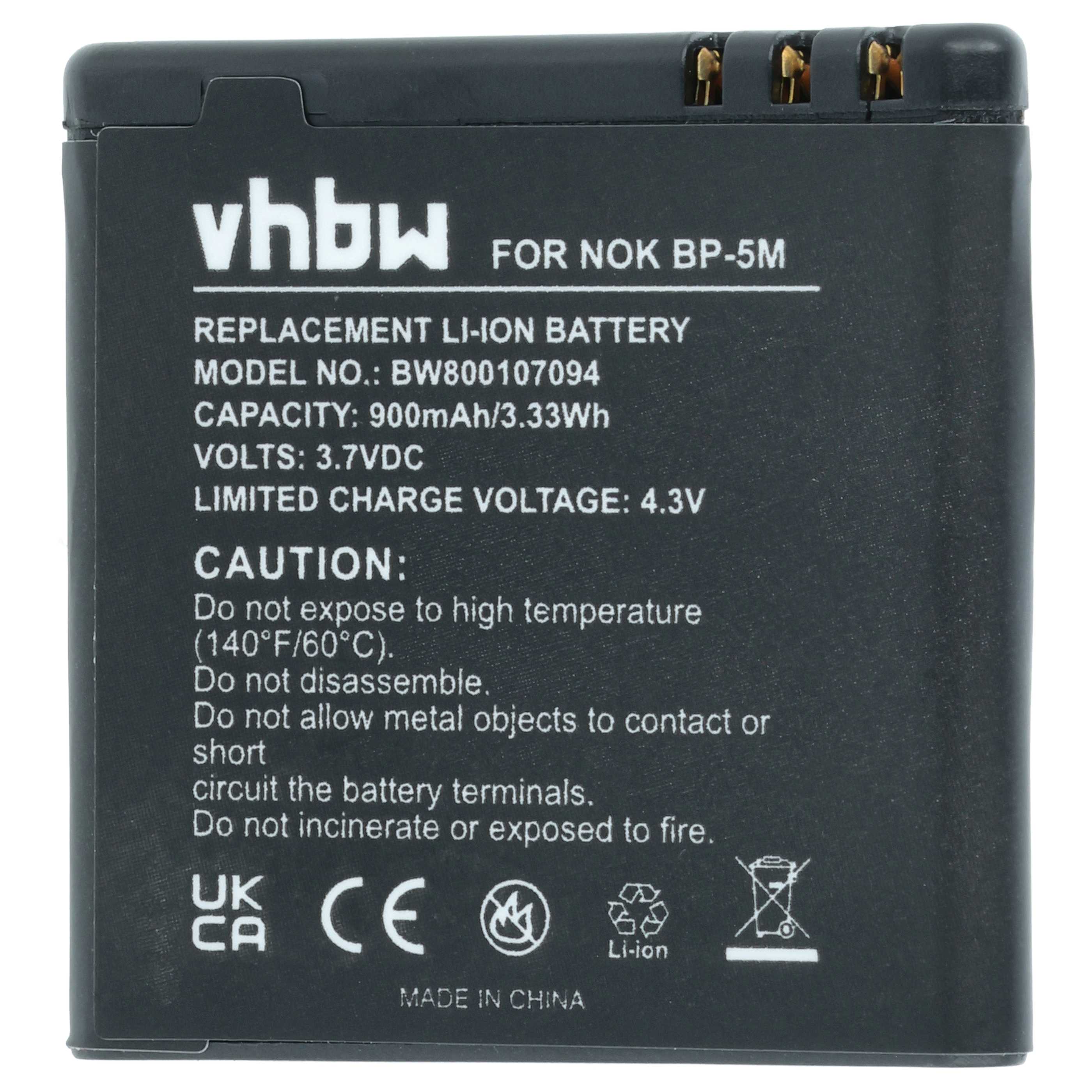 Akumulator do telefonu smartfona zamiennik Nokia BP-5M - 900 mAh 3,7 V Li-Ion