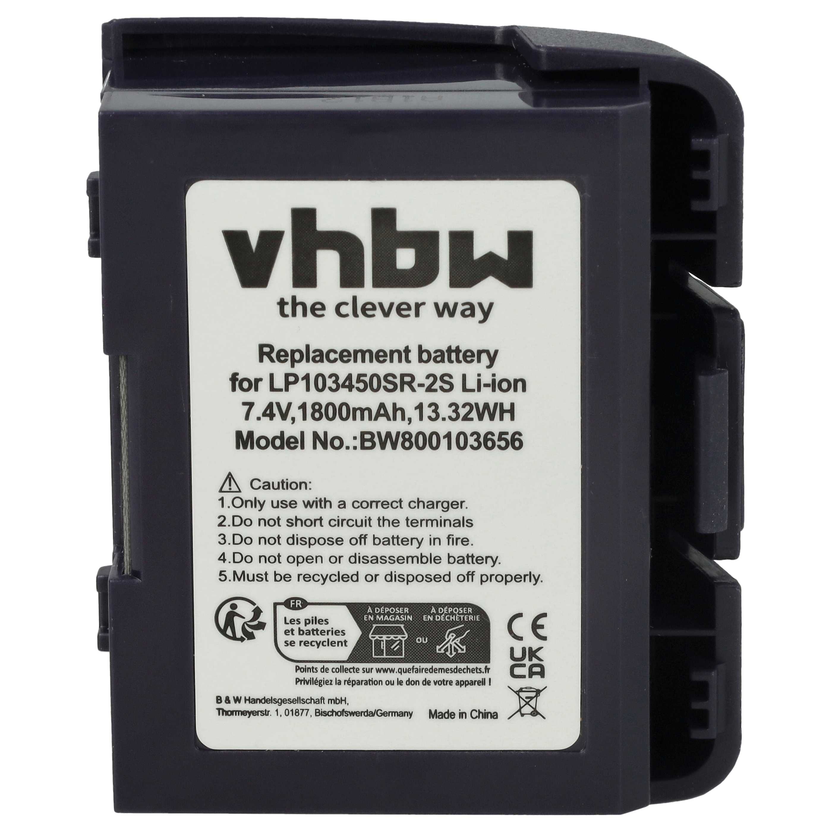 Batería reemplaza Verifone 24016-01-R para lector de tarjetas con chip (1800 mAh, 7,4 V, Li-Ion)