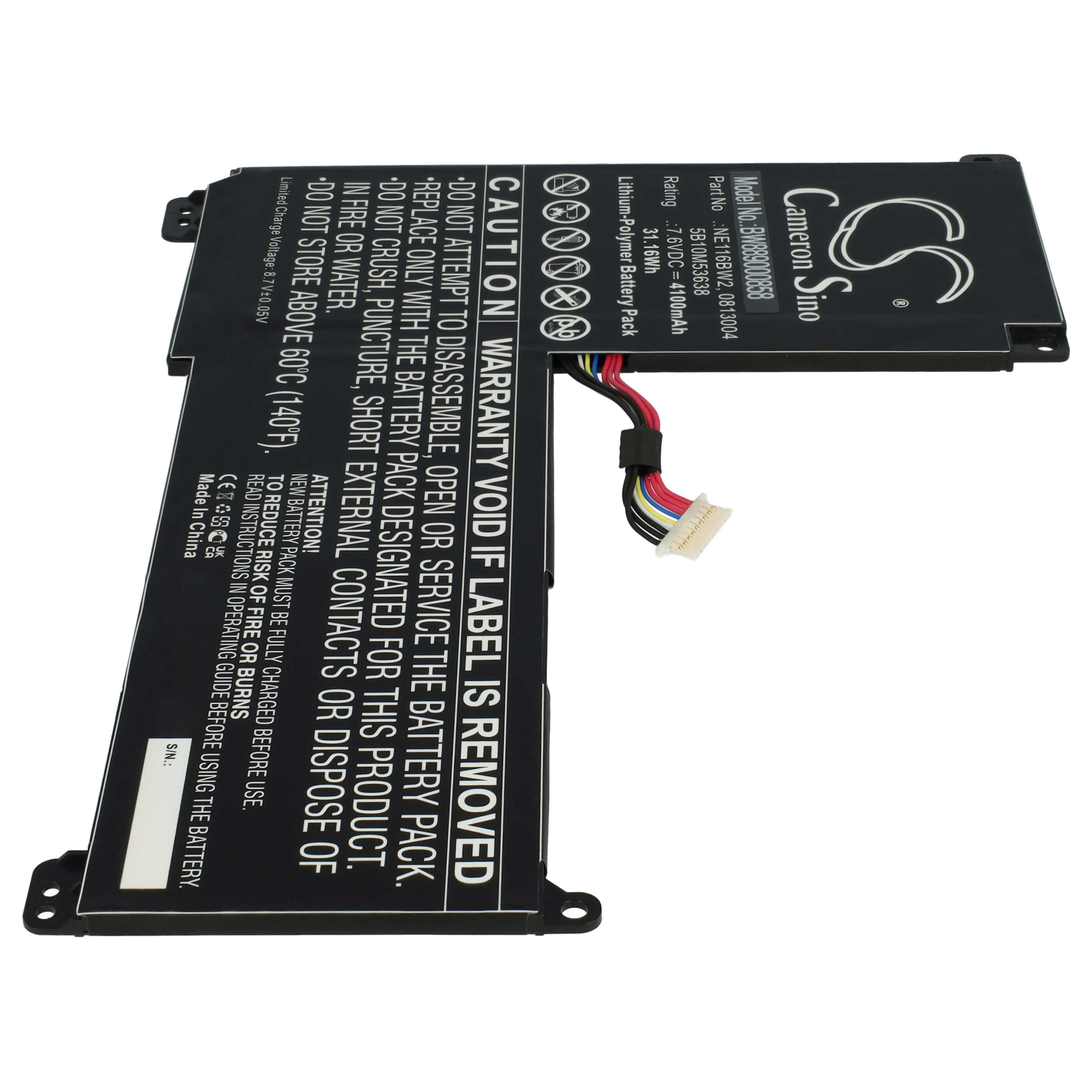 Notebook Battery Replacement for Lenovo 5B10M53638, NE116BW2, 813004 - 4100 mAh 7.6 V Li-polymer