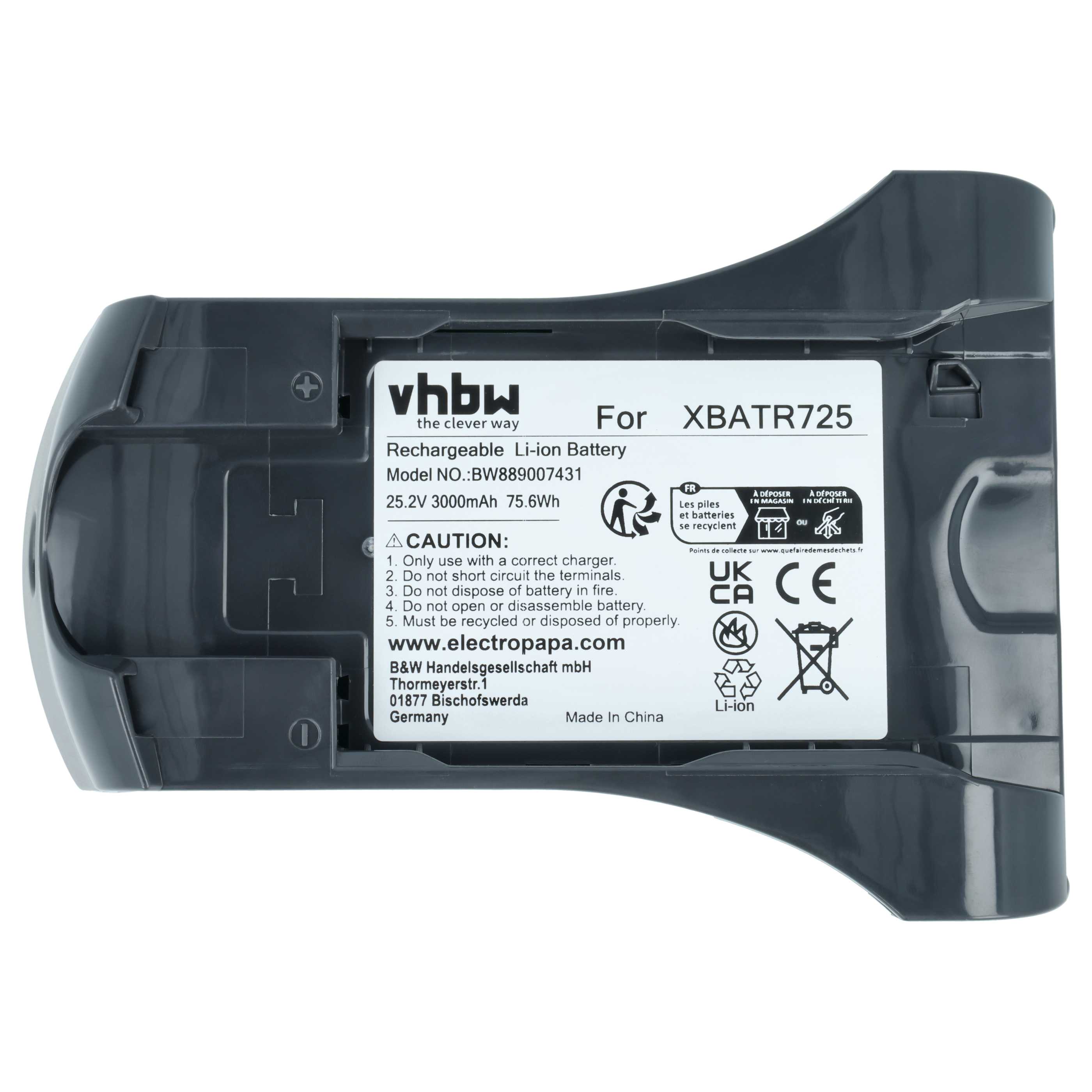 Battery replaces Shark XBATR725 for Shark 3000mAh, 25.2V, Li-Ion