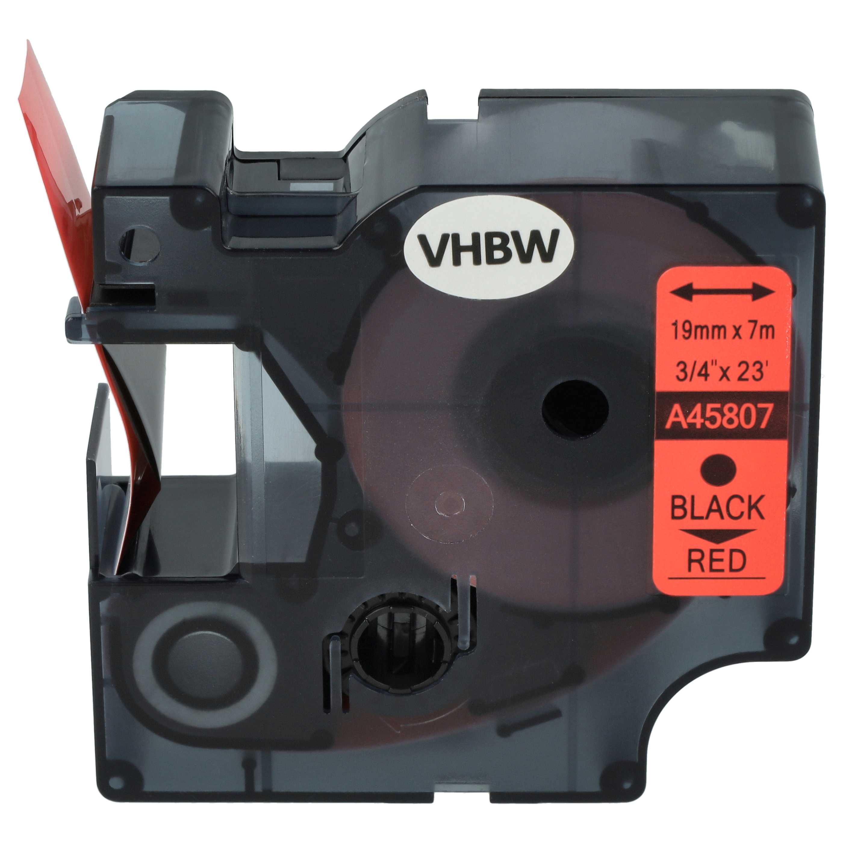 Label Tape replaces Dymo 45807, D1 - 19 mm Black to Red