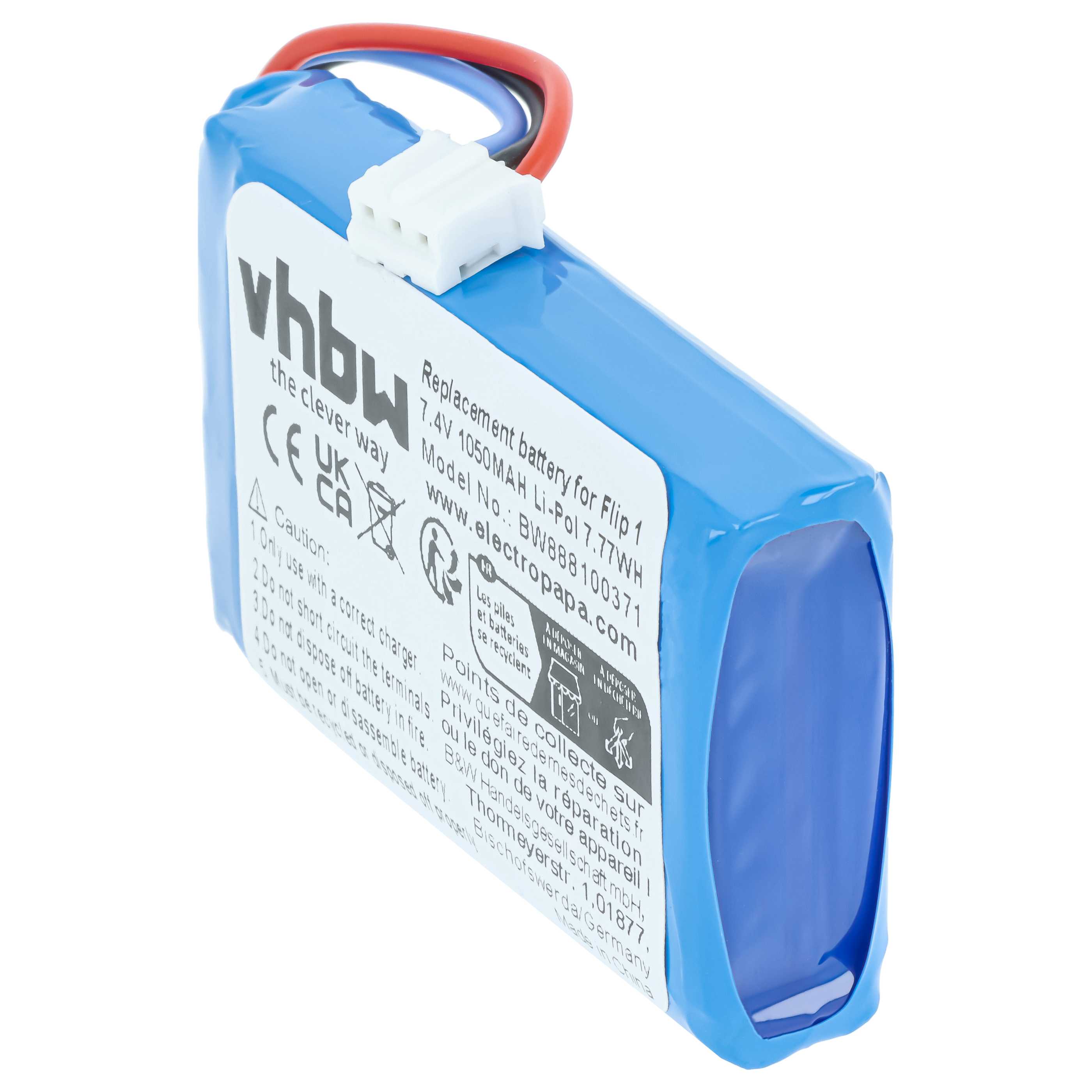 Batteria sostituisce JBL AEC653055-2S per altoparlanti - 1050mAh 7,4V Li-Poly