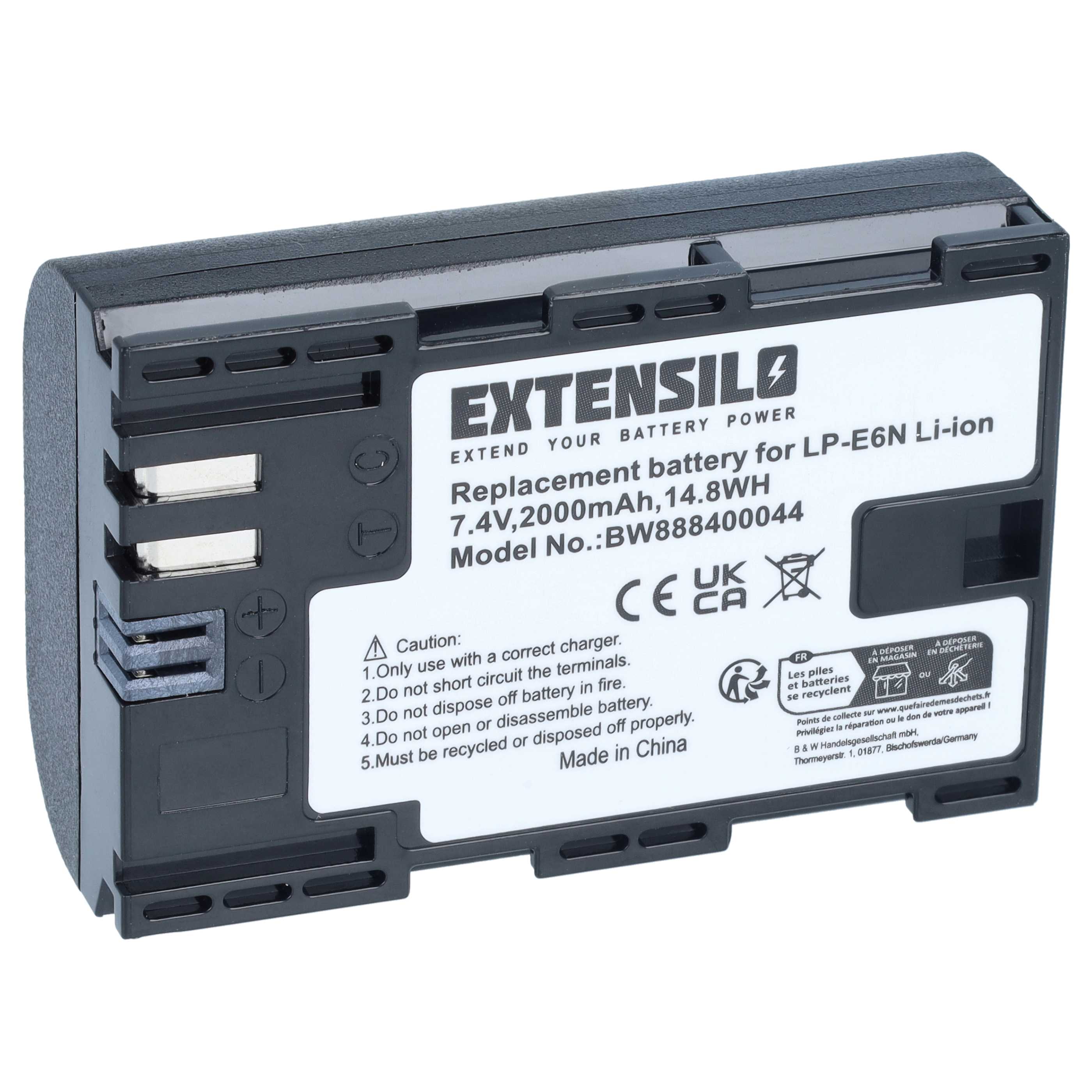 Kamera-Akku als Ersatz für Canon LP-E6N für Blackmagic - 2000mAh 7,4V Li-Ion