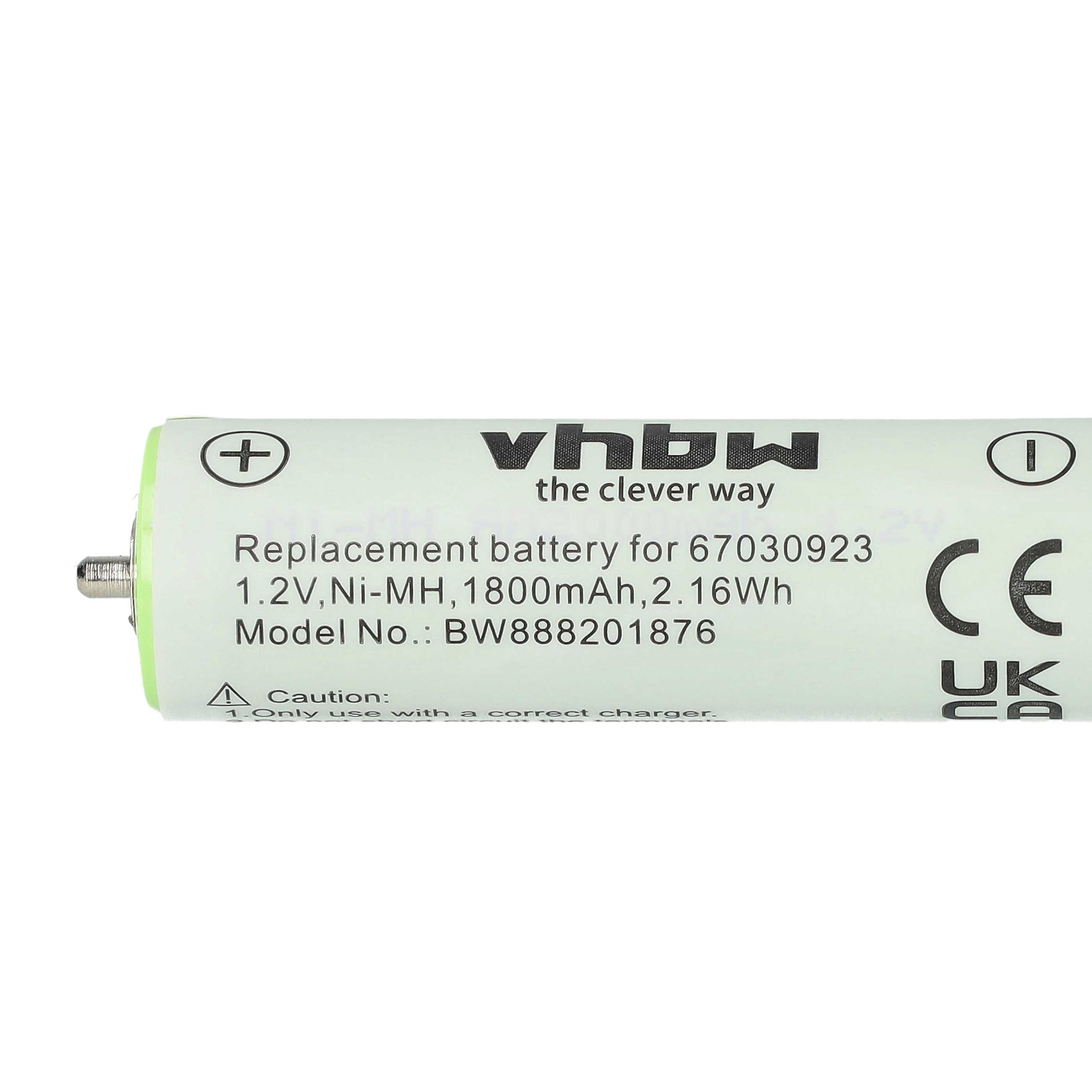 2x Batería reemplaza Braun 1HR-AAAUV, 67030834, 67030165 para afeitadora Panasonic - 1800 mAh 1,2 V NiMH