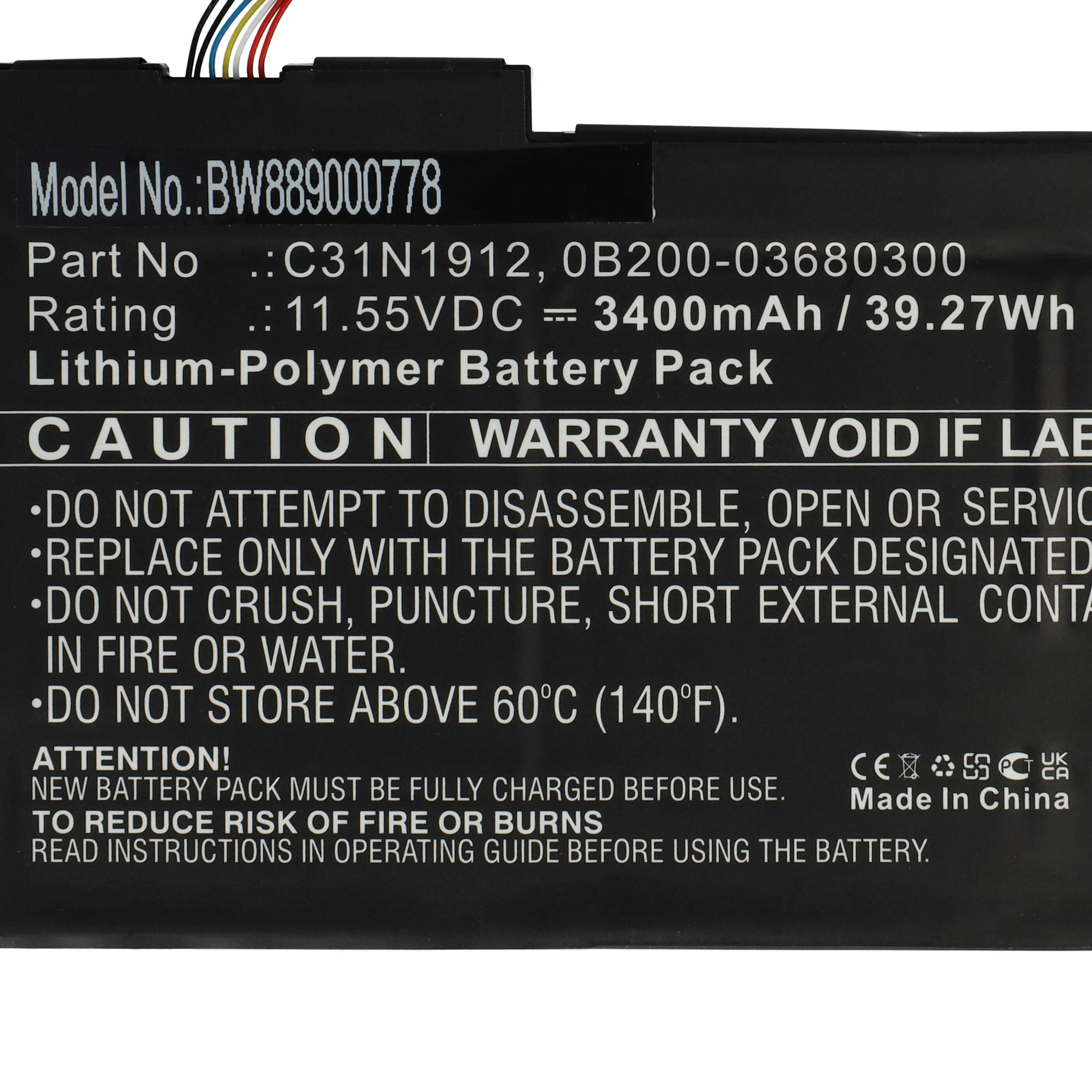 Akumulator do laptopa zamiennik Asus 0B200-03680300, C31N1912 - 3400 mAh 11,55 V LiPo