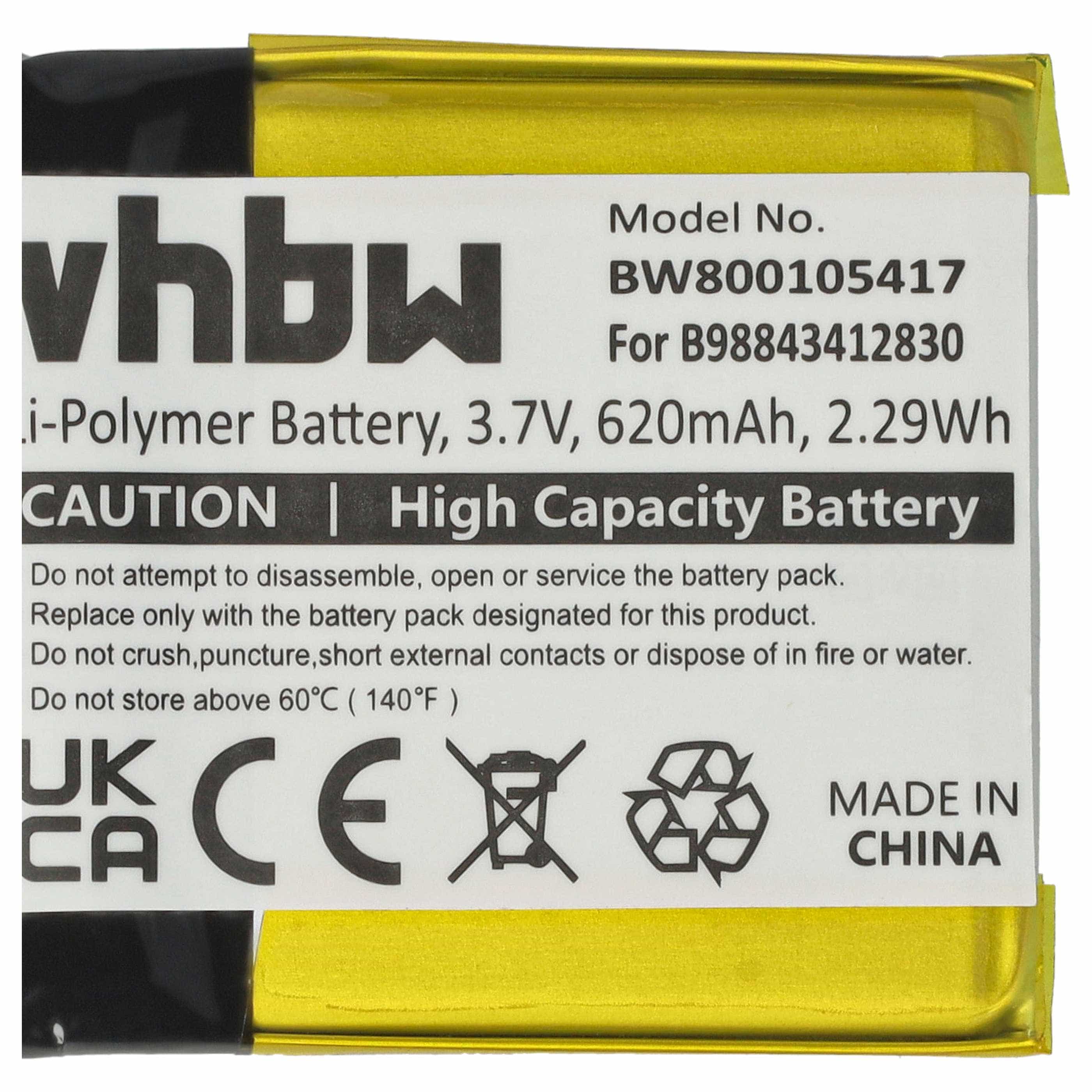 MP3-Player Battery replaces Samsung B98843412830 - 620 mAh 3.7 V Li-polymer