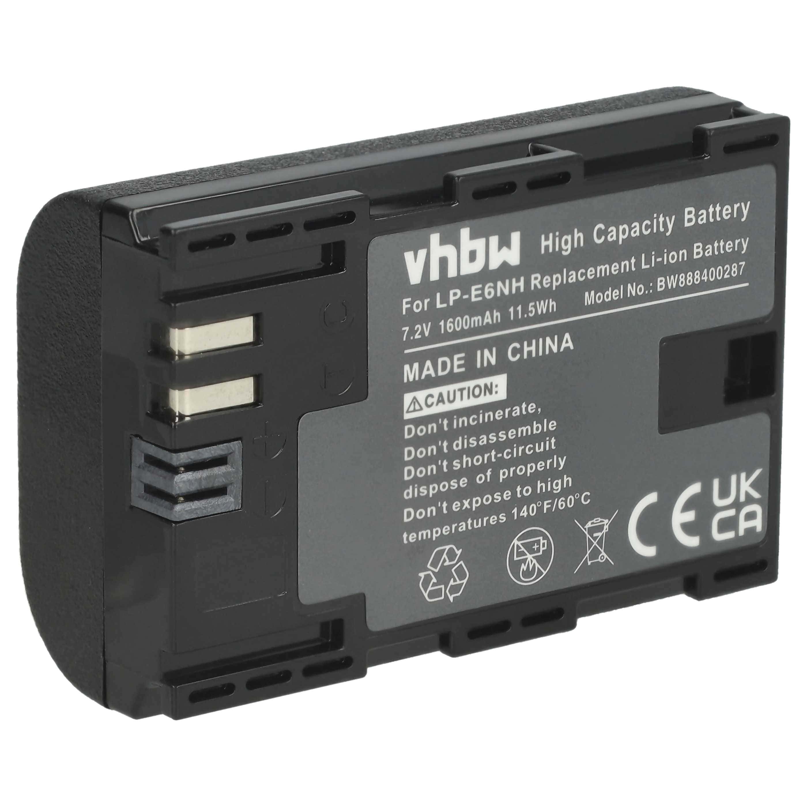 Battery replaces Canon LP-E6, LP-E6NH - 1600mAh, 7.2V, Li-Ion