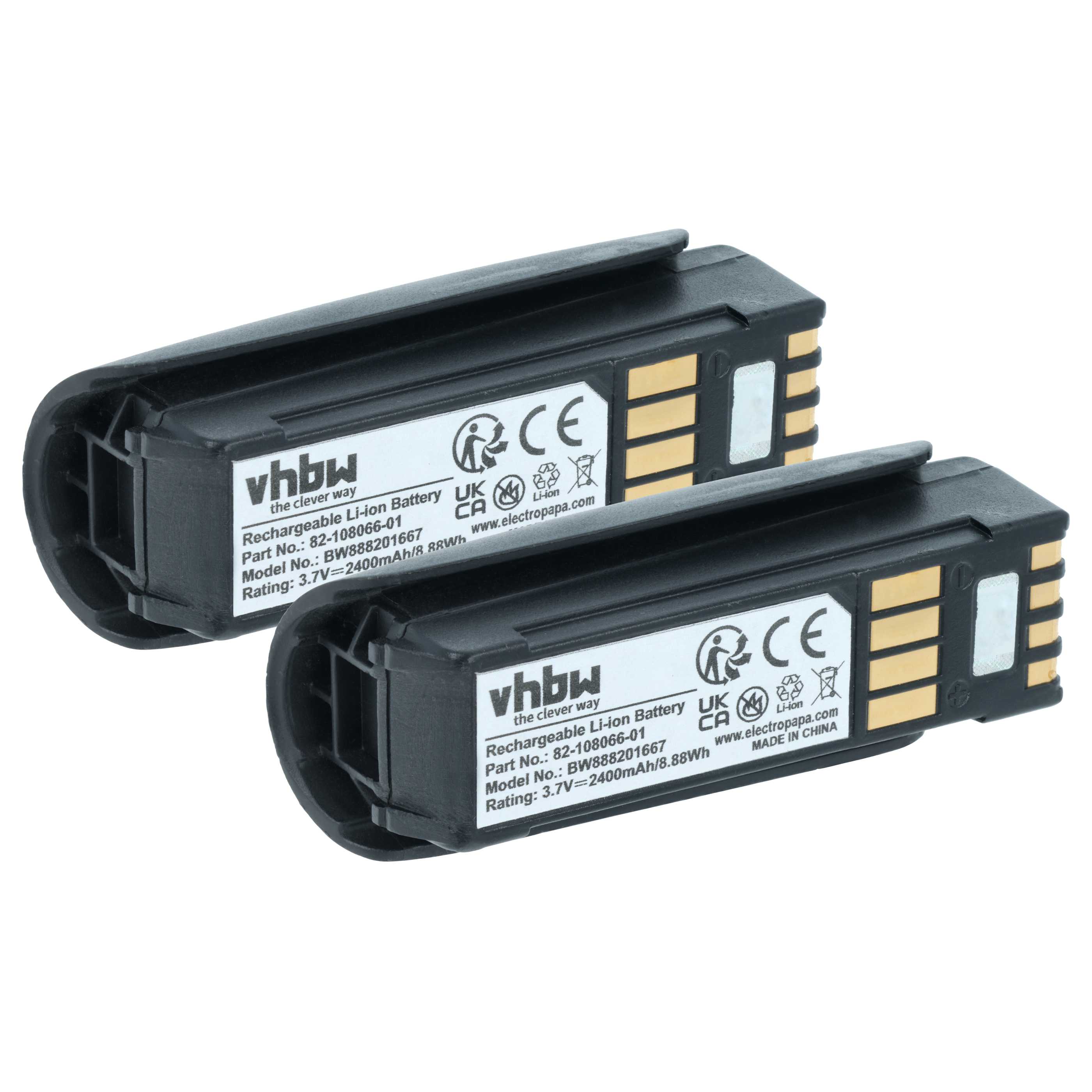 2x Battery replaces 82-108066-1, KT-BTYMT-01R, 82-108066-01 for Symbol Barcode Scanner POS - 2400 mAh 3.7 V