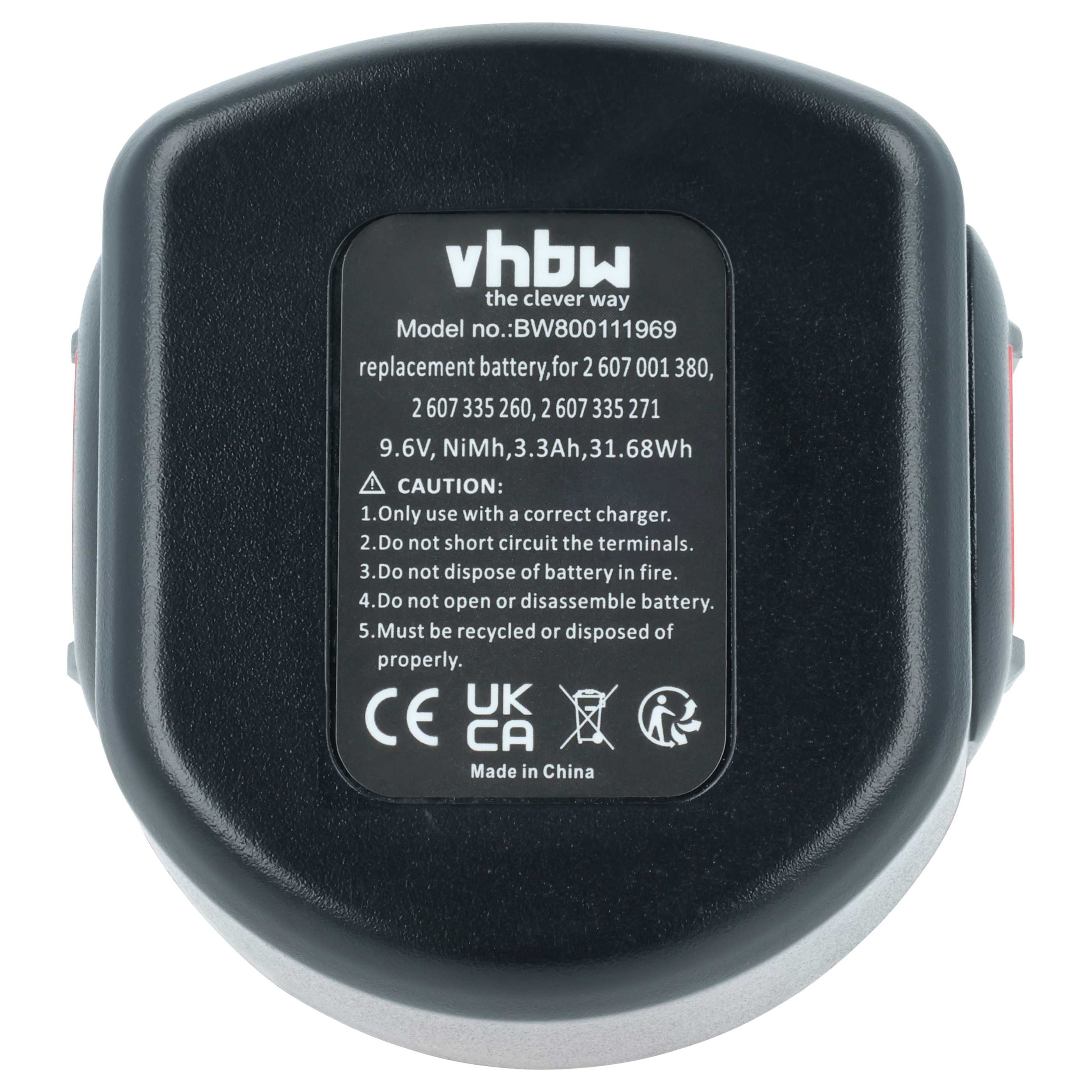 2x Battery replaces Bosch 2 607 335 260, 2 607 001 380 Electric Power Tool - 3300 mAh, 9.6 V, NiMH