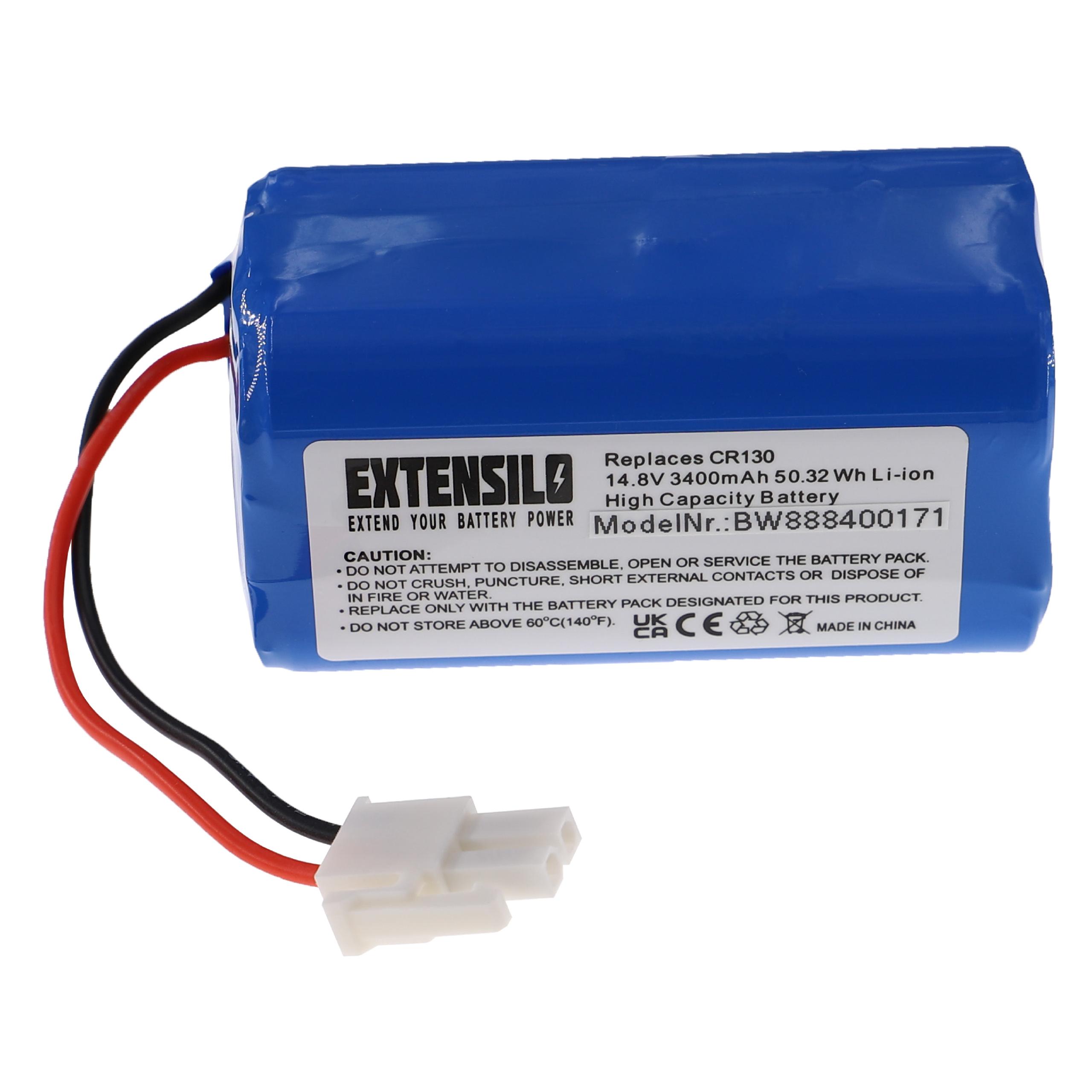 Batterie remplace Ecovacs 4ICR19/65, BL7402A, INR18650-M26-4S1P pour robot aspirateur - 3400mAh 14,8V Li-ion