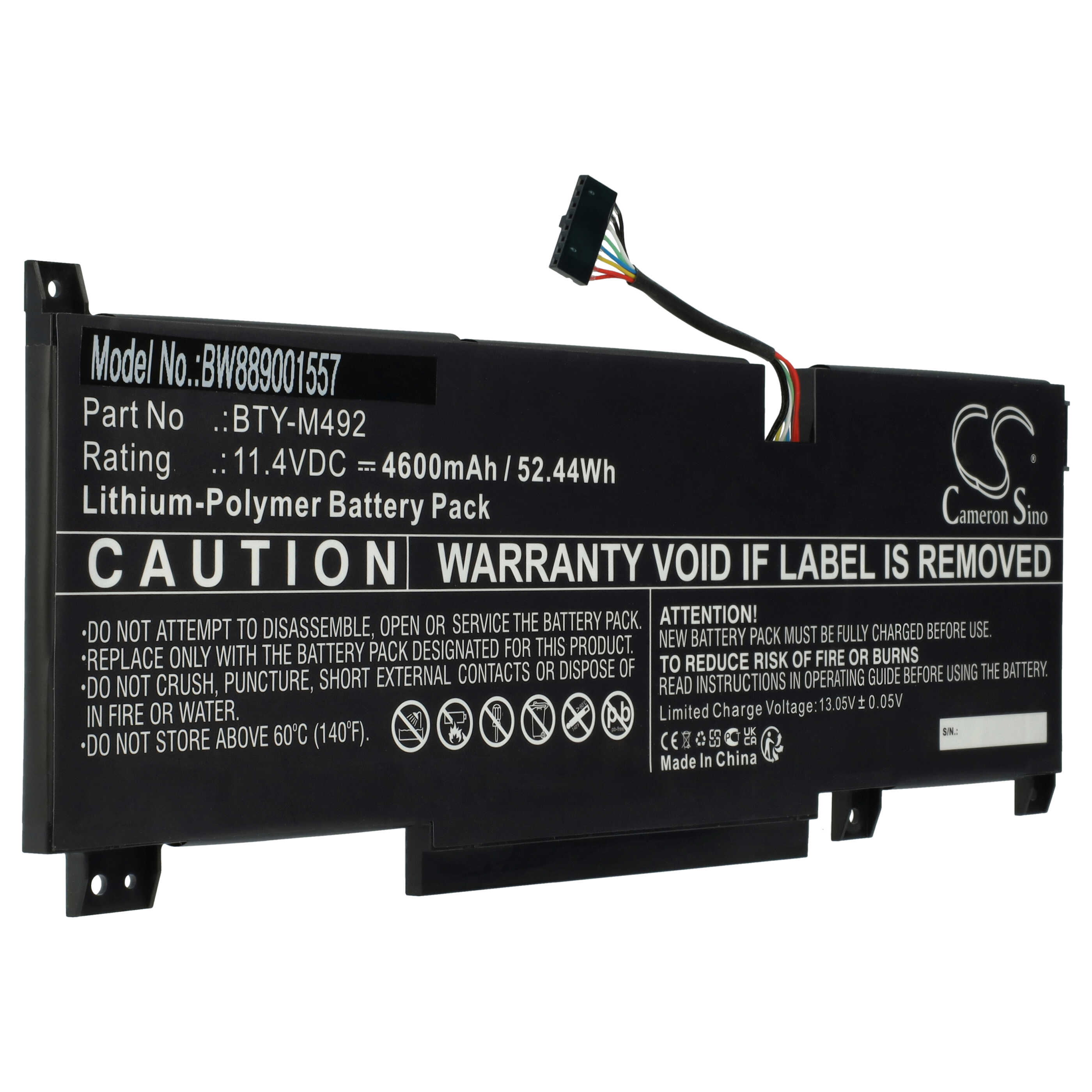 Akumulator do laptopa zamiennik MSI BTY-M492 - 4600 mAh 11,4 V LiPo, czarny