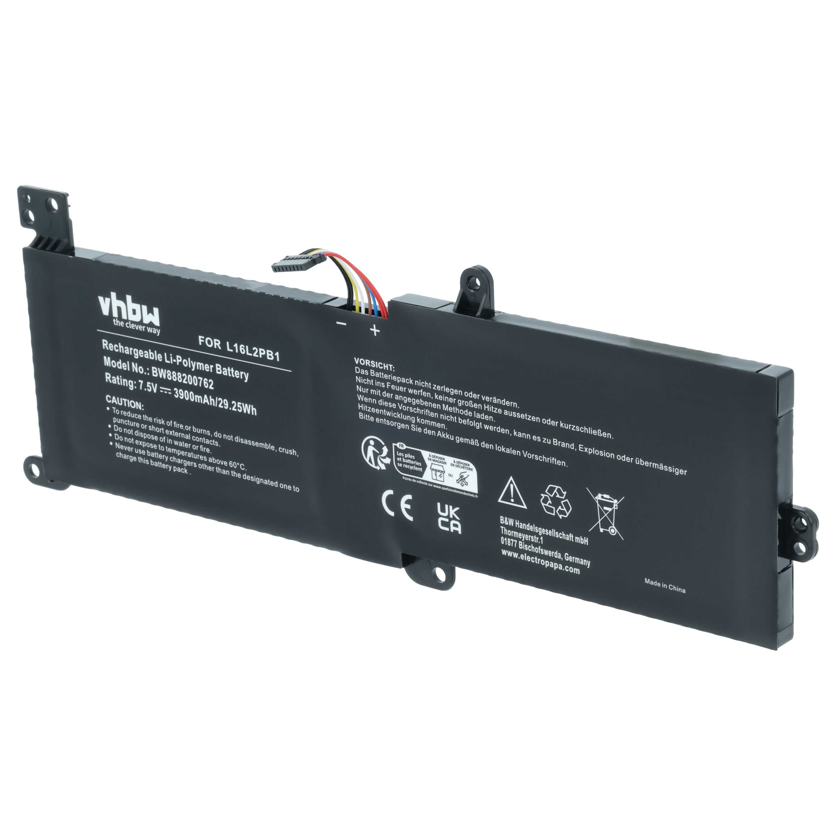 Akumulator do laptopa zamiennik Lenovo L16C2PB2, L16L2PB1, L16L2PB2, L16L2PB3 - 3900 mAh 7,5 V LiPo, czarny