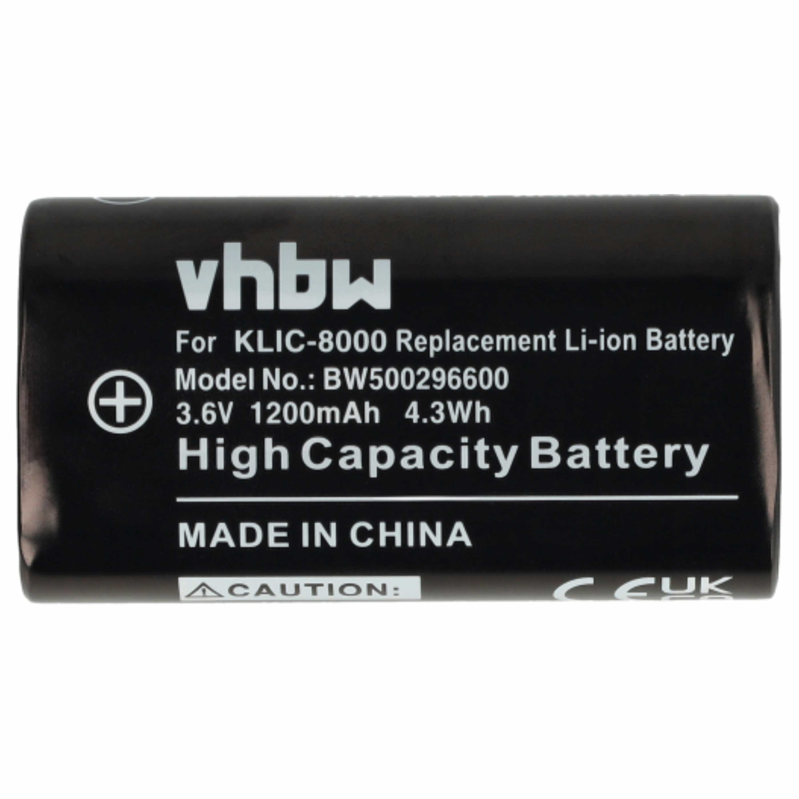 3x Battery replaces Kodak Klic-8000, RB50 - 1200mAh, 3.6V, Li-Ion