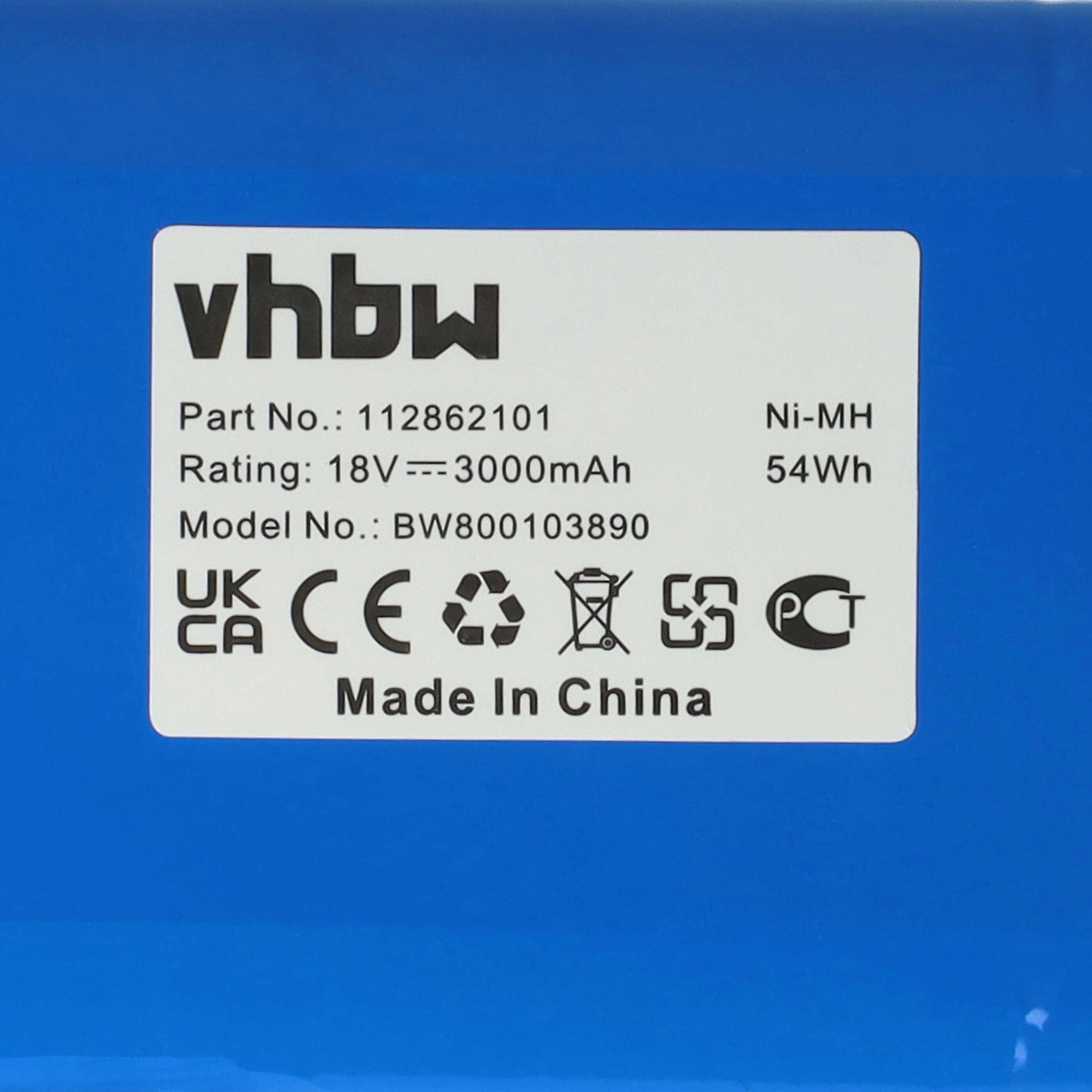 Battery Replacement for Elektrolux 2192110-02 for - 3000mAh, 18V, NiMH