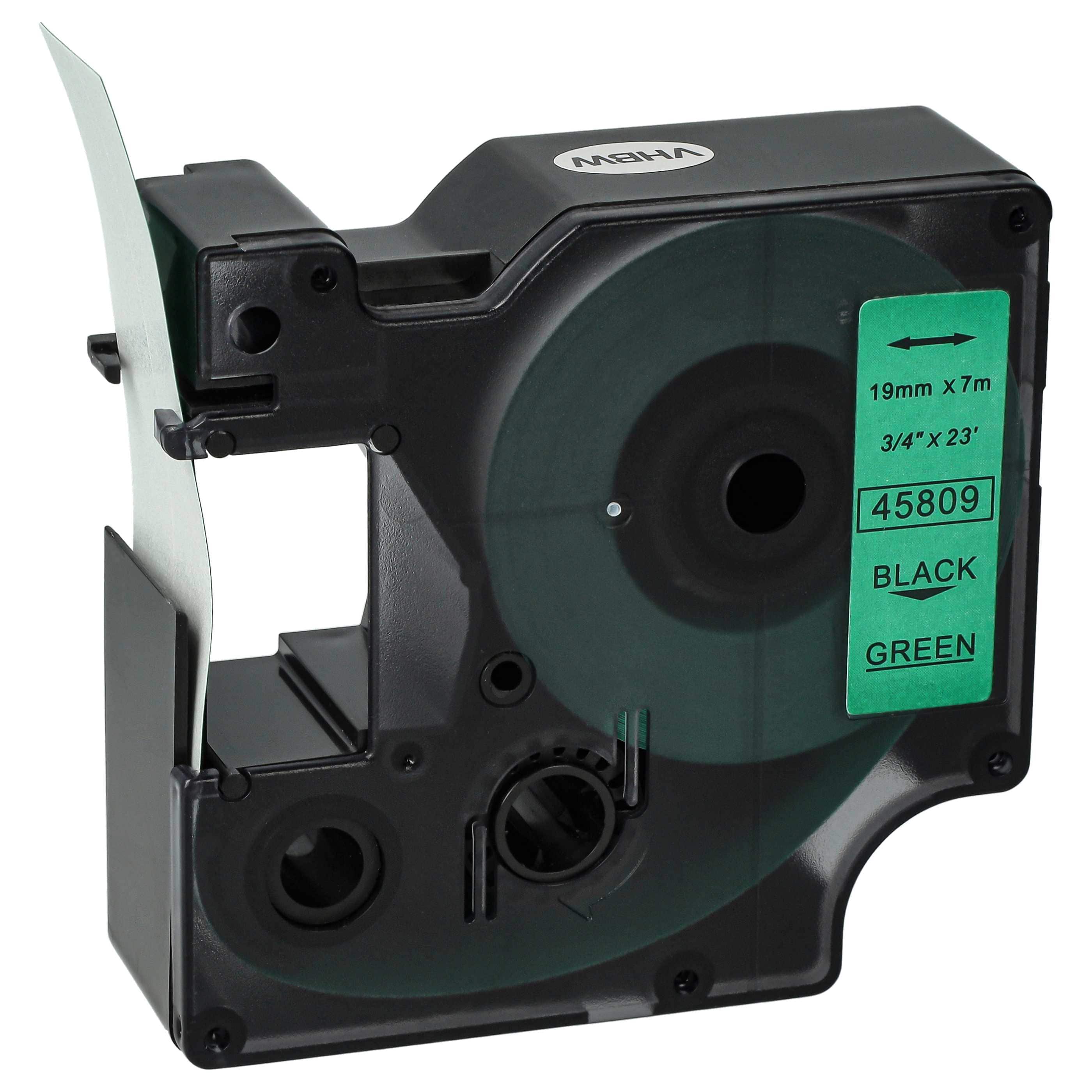 Label Tape replaces Dymo 45809, D1 - 19 mm Black to Green