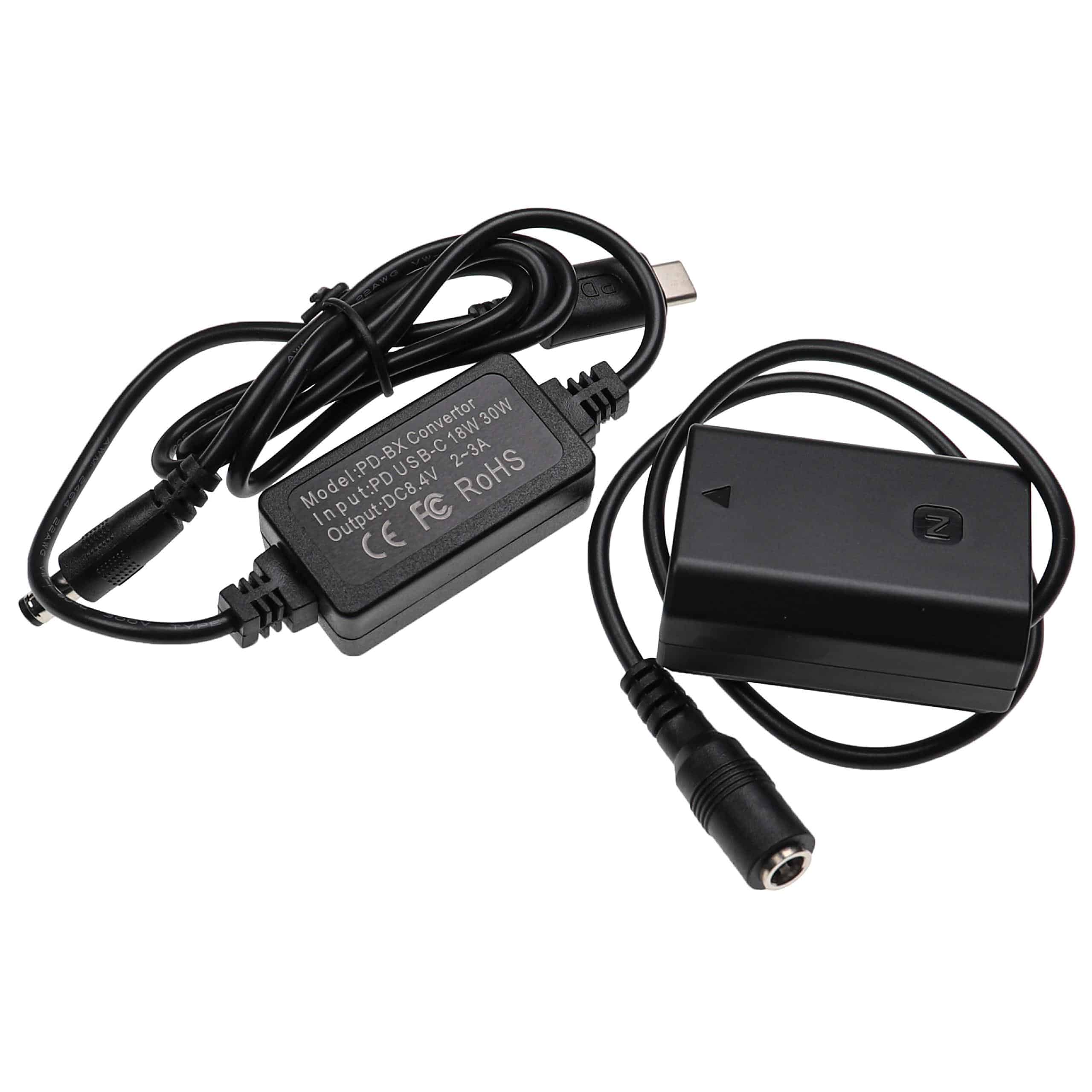 USB Netzteil als Ersatz für Sony AC-FZ100 für Kamera + DC Kuppler ersetzt Sony NP-FZ100