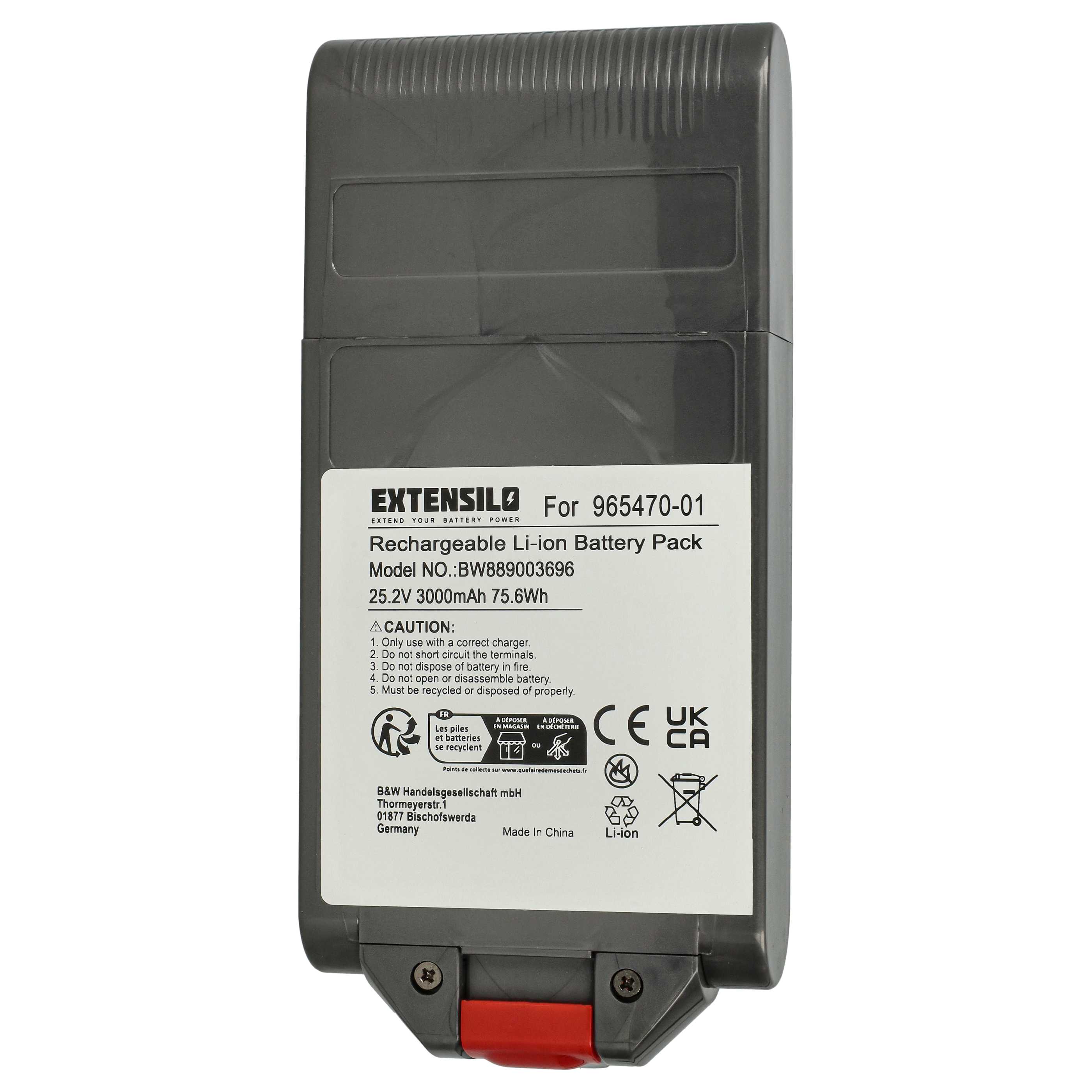 Batteria sostituisce Dyson 96547001, 965470-01 per aspirapolvere - 3000mAh 25,2V Li-Ion