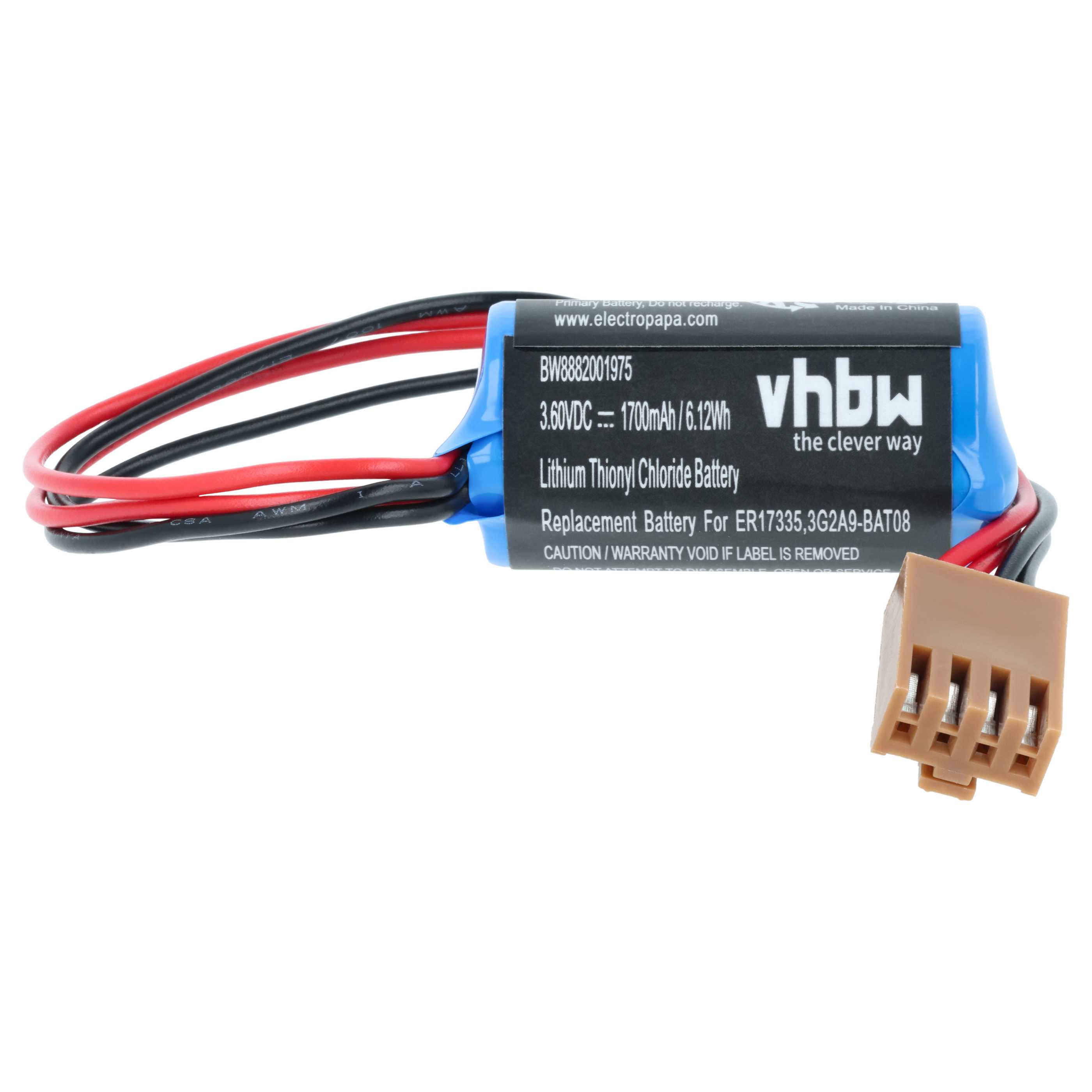Bateria do PLC programowalnego sterownika zamiennik Omron C500-BAT08, 3G2A9-BAT08 - 1700 mAh 3,6 V Li-SOCl2