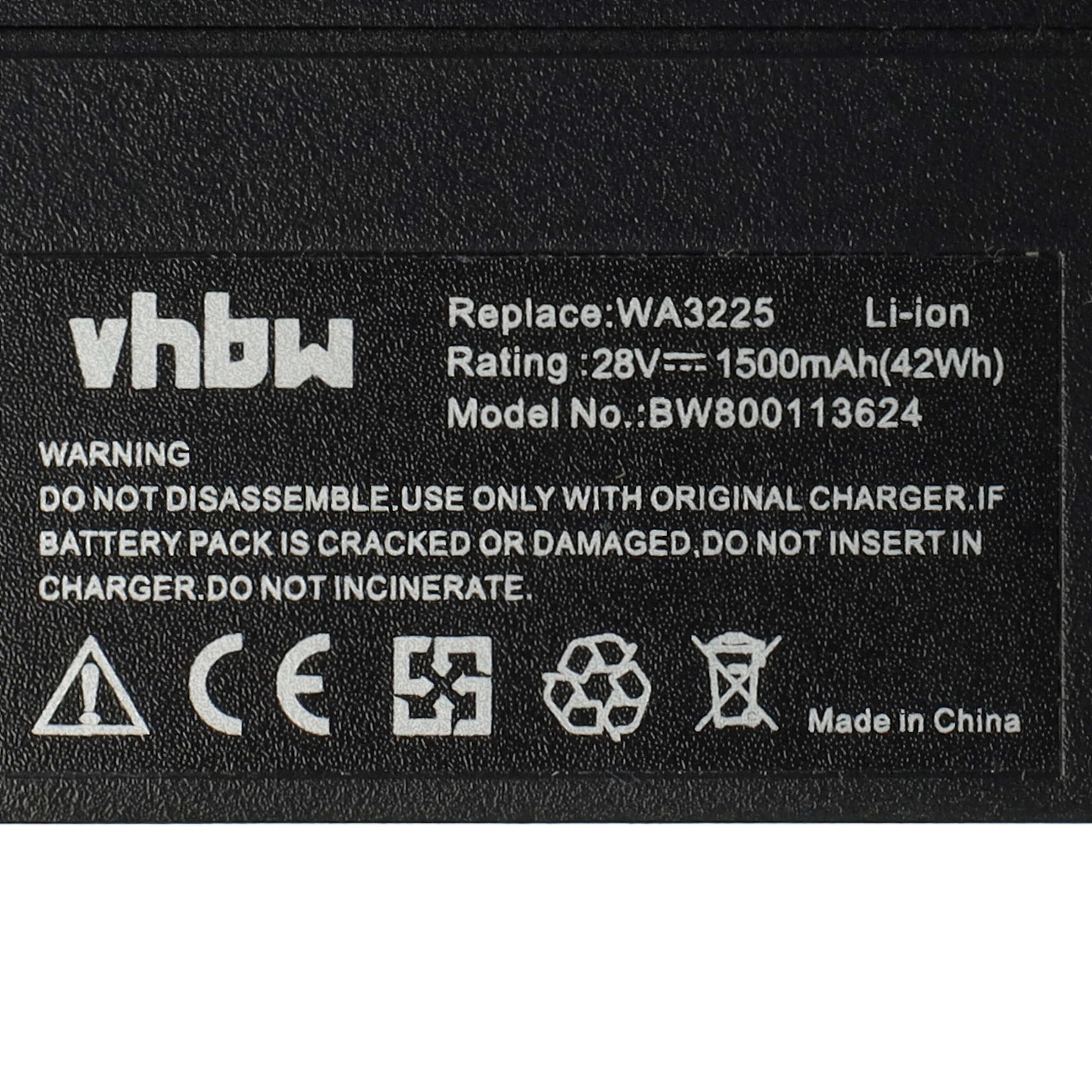 Akumulator do robota koszącego zamiennik Worx WA3226, WA3225, WA3565 - 1500 mAh 28 V Li-Ion, czarny