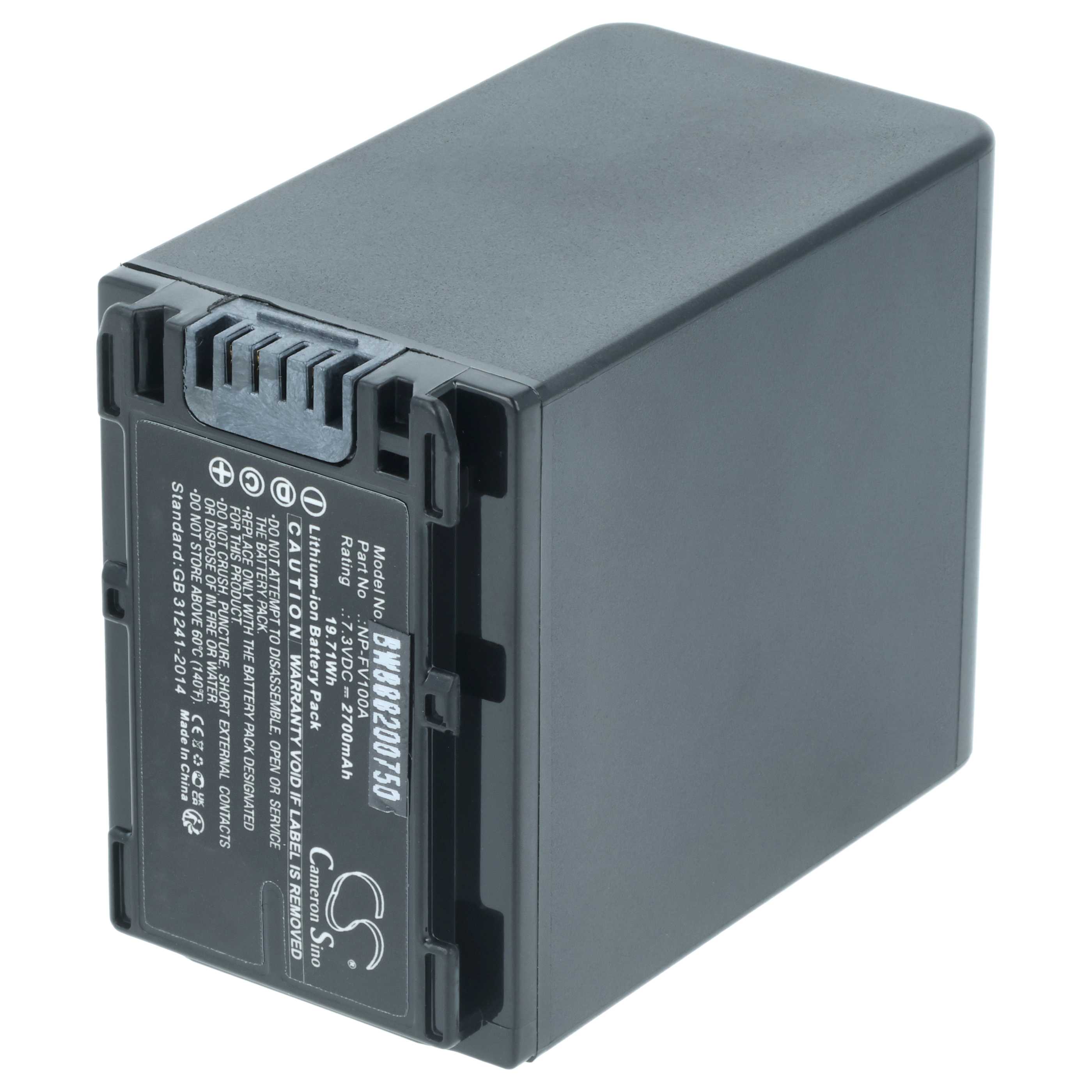Videocamera 3x Battery replaces Sony NP-FV100A - 2700 mAh 7.3 V Li-Ion