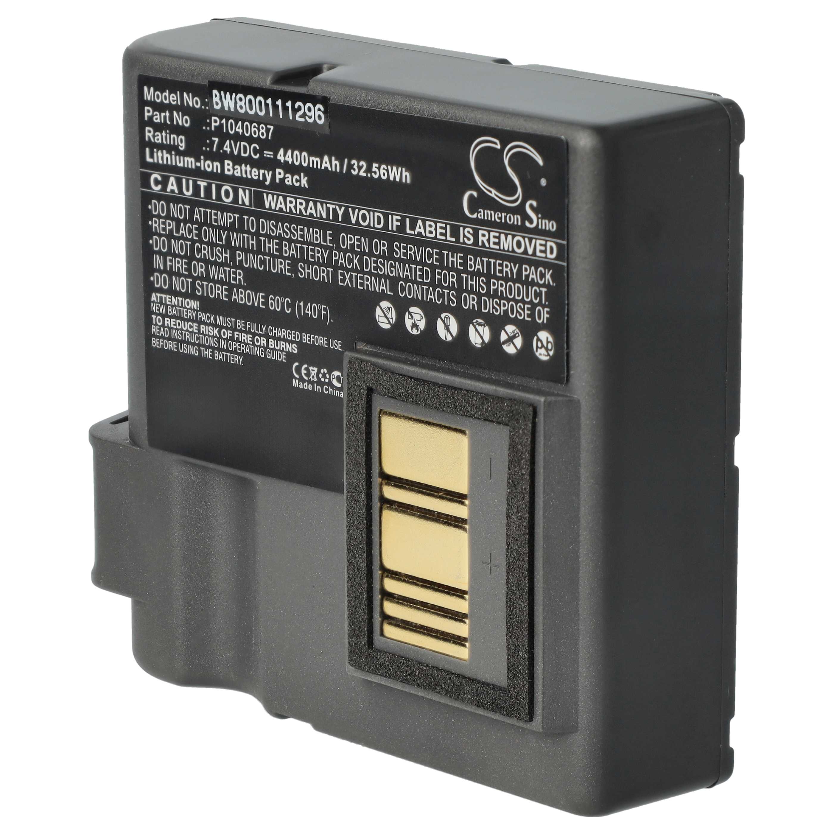 Printer 5x Battery replaces Zebra BTRY-MPP-68MA1-01, P1050667-016, P1040687 - 4400 mAh 7.4 V Li-Ion