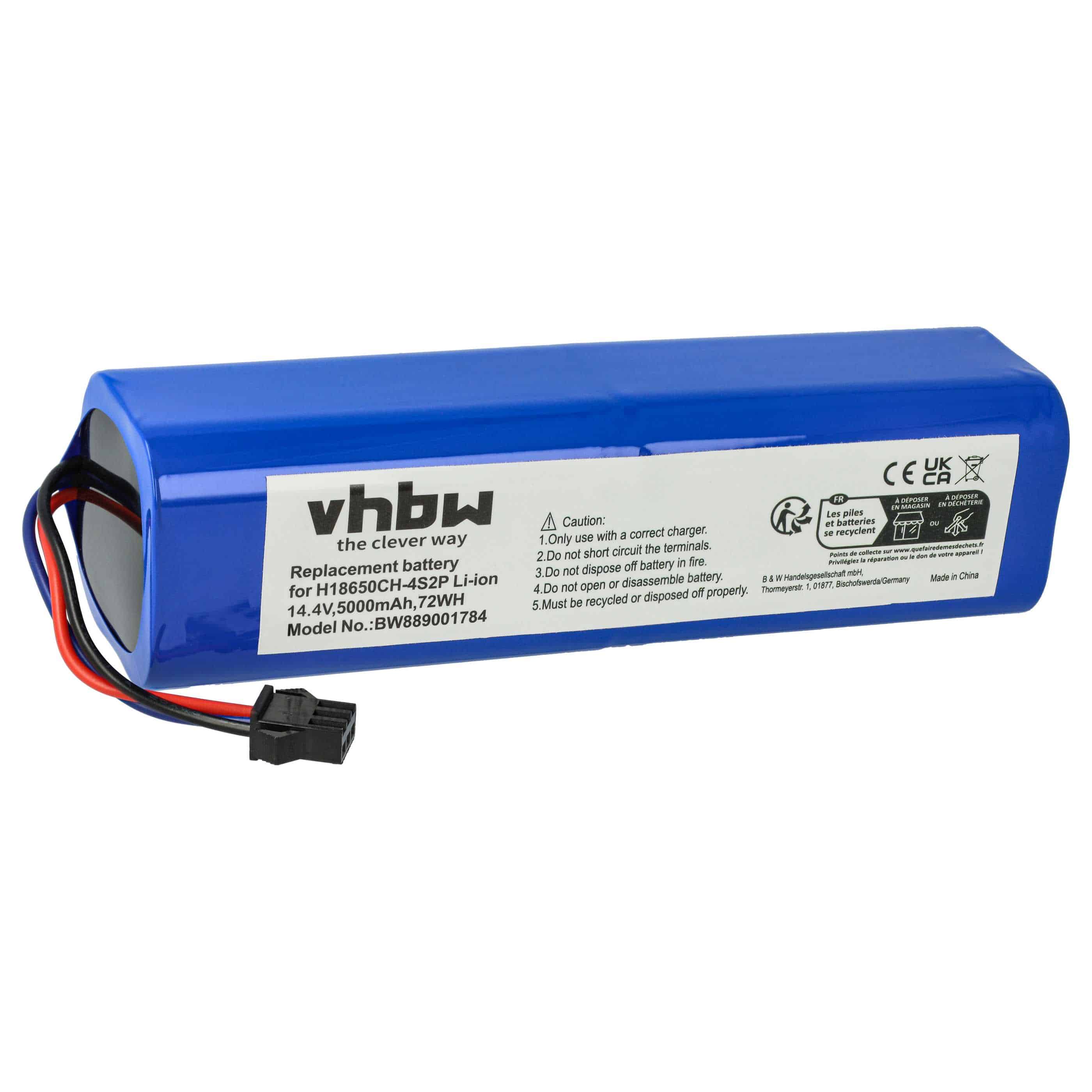 Batterie remplace Proscenic NR18650 M26-4S2P, H18650CH-4S2P pour robot aspirateur - 5000mAh 14,4V Li-ion