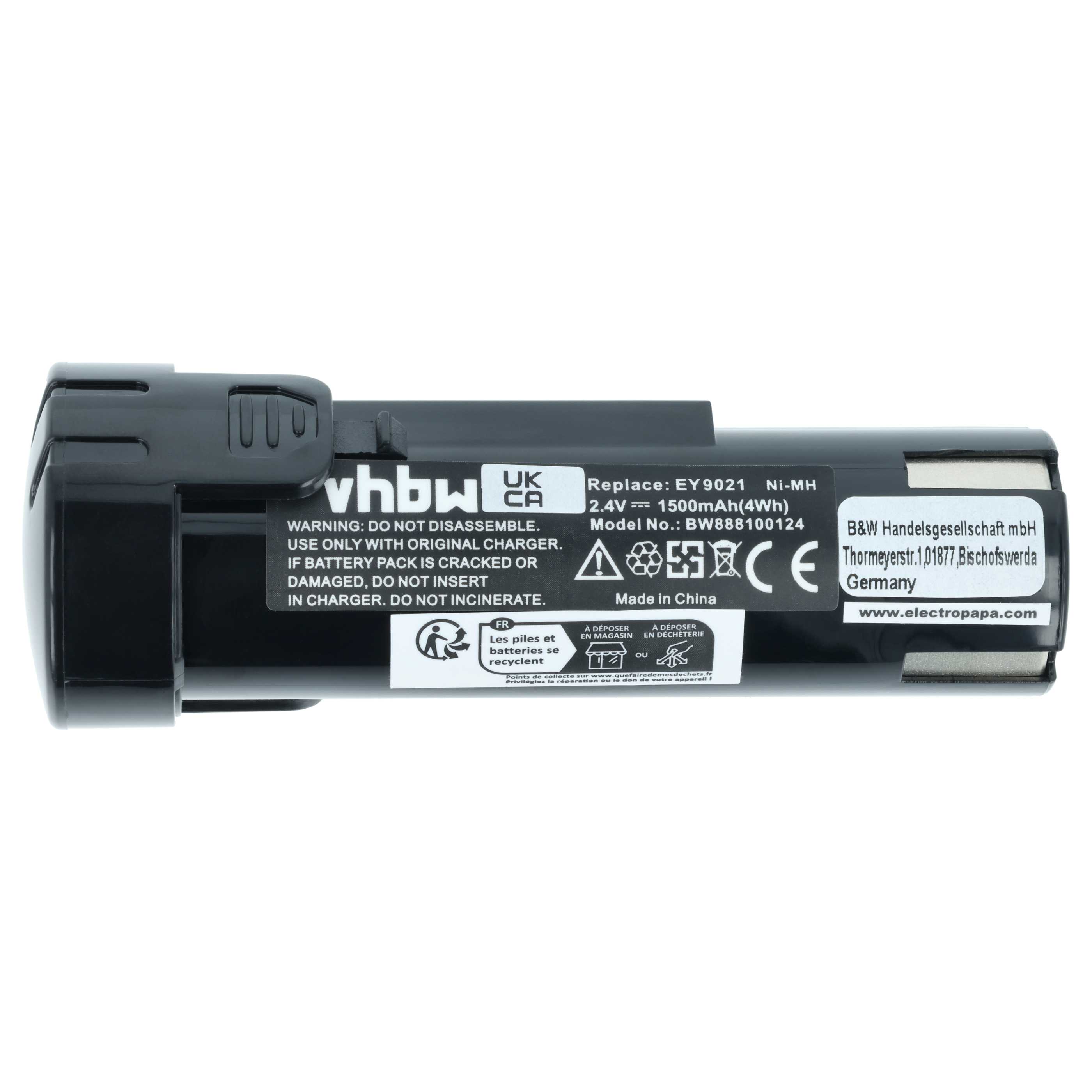 Battery replaces Panasonic 6546 6, 6538 1, 6545 6, 6540 1, 6539 6 Electric Power Tool - 1500 mAh, 2.4 V, NiMH