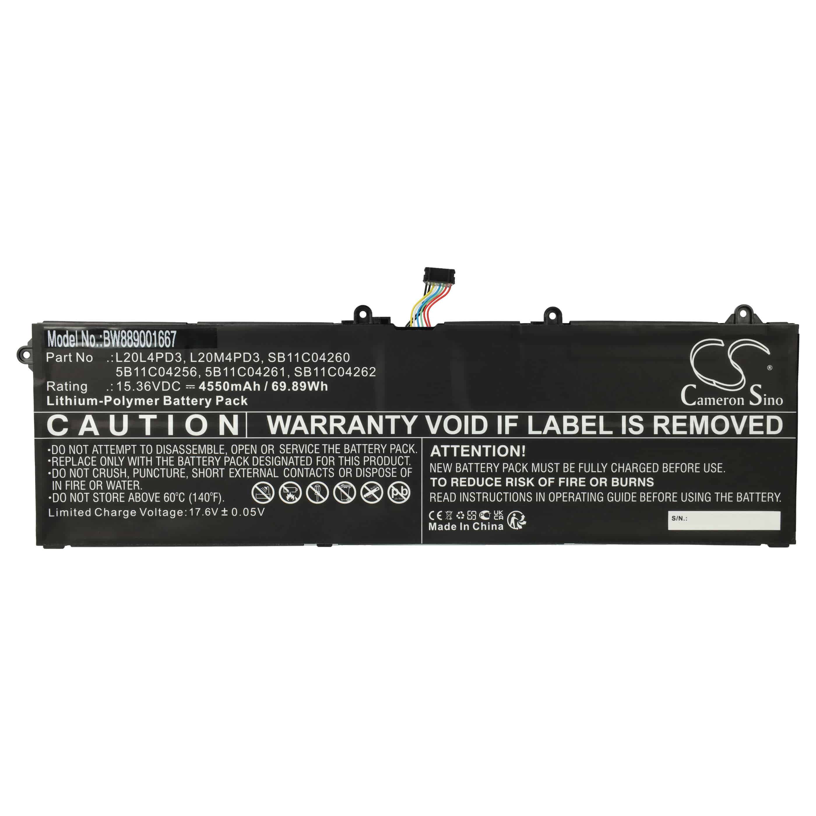 Akumulator do laptopa zamiennik Lenovo L20L4PD3, 5B11C04261, 5B11C04256 - 4550 mAh 15,36 V LiPo, czarny