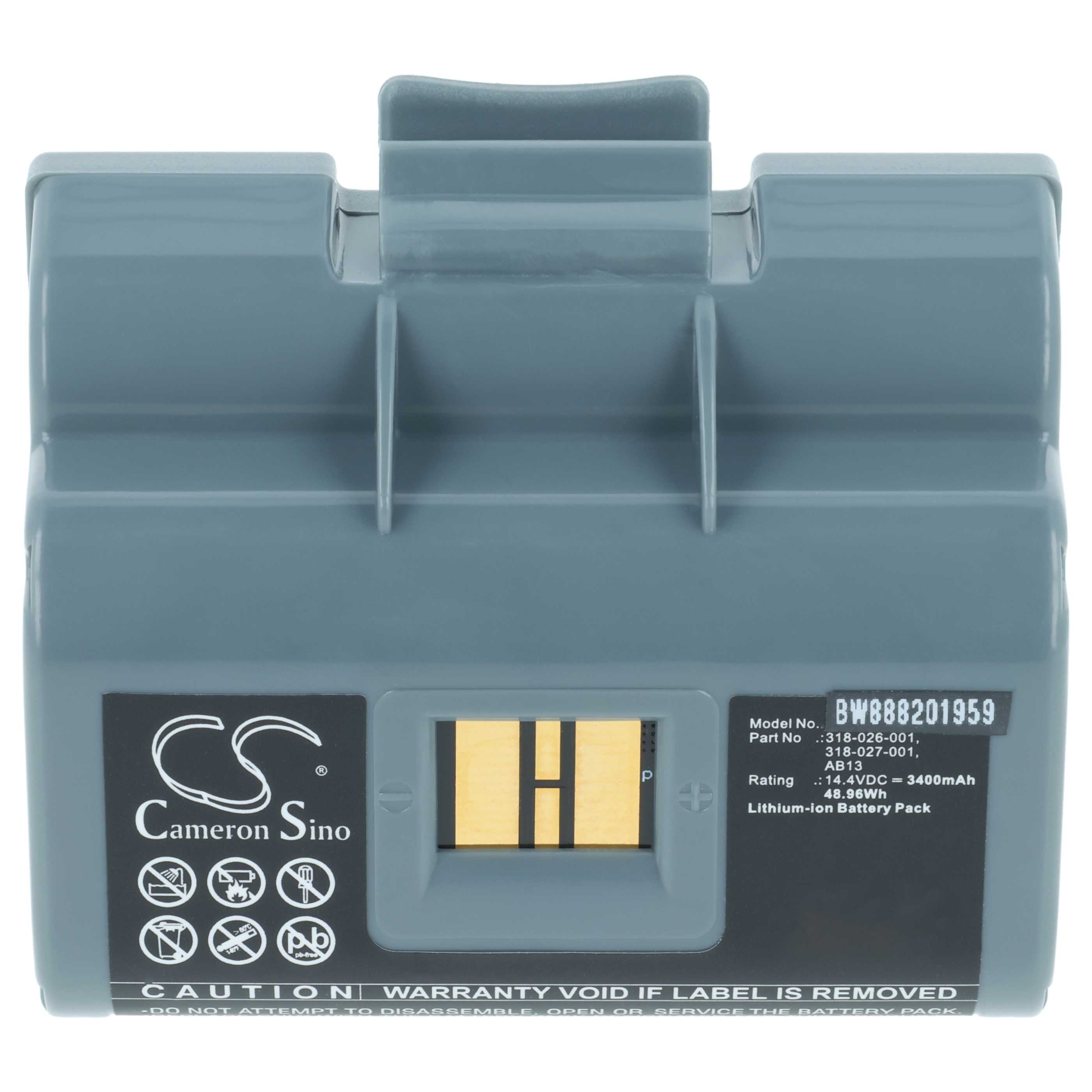 Batteria sostituisce Intermec 318-026-001, 318-026-003, 318-026-004 per stampante - 3400mAh 14,4V Li-Ion