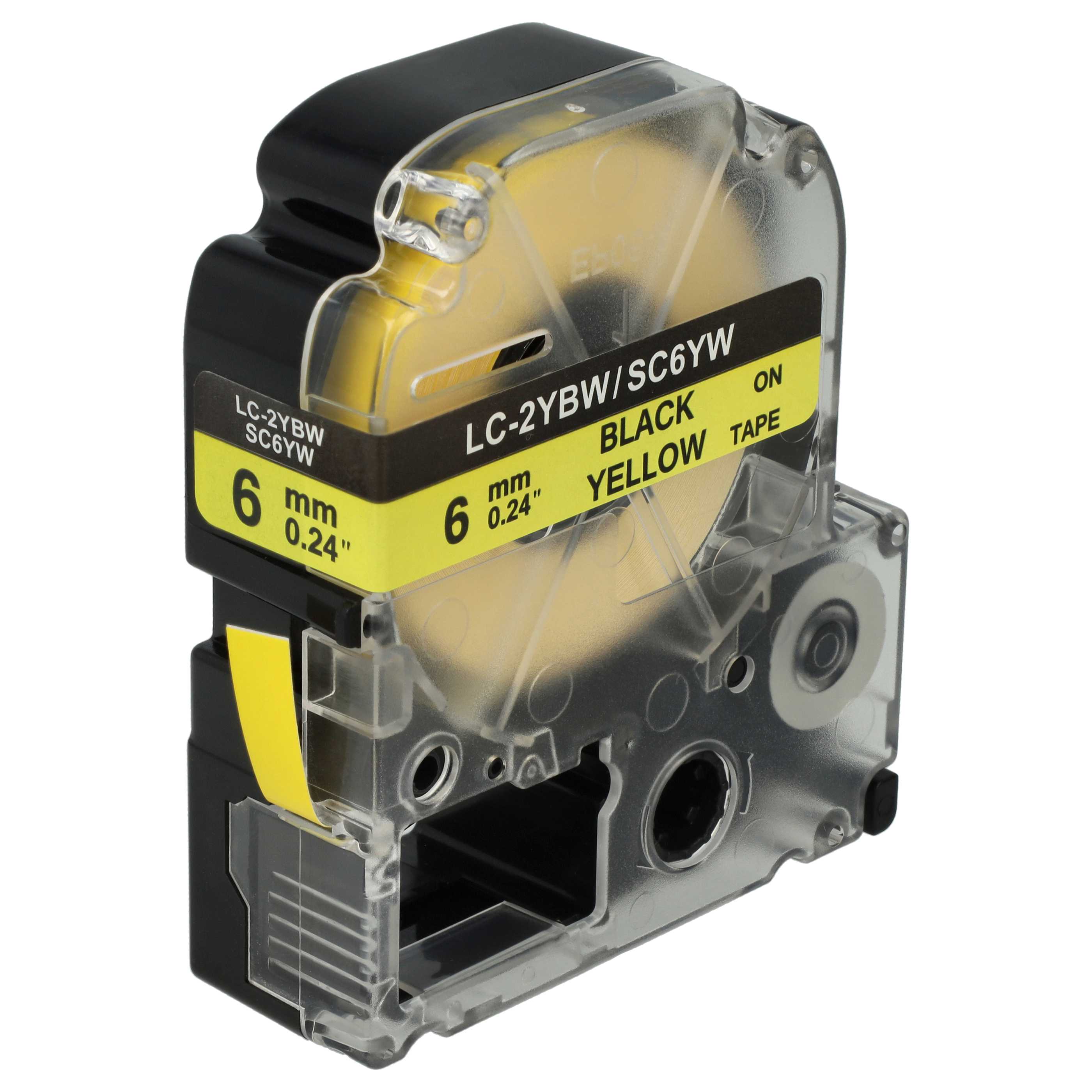 Label Tape as Replacement for Epson LC-2YBW - 6 mm Black to Yellow