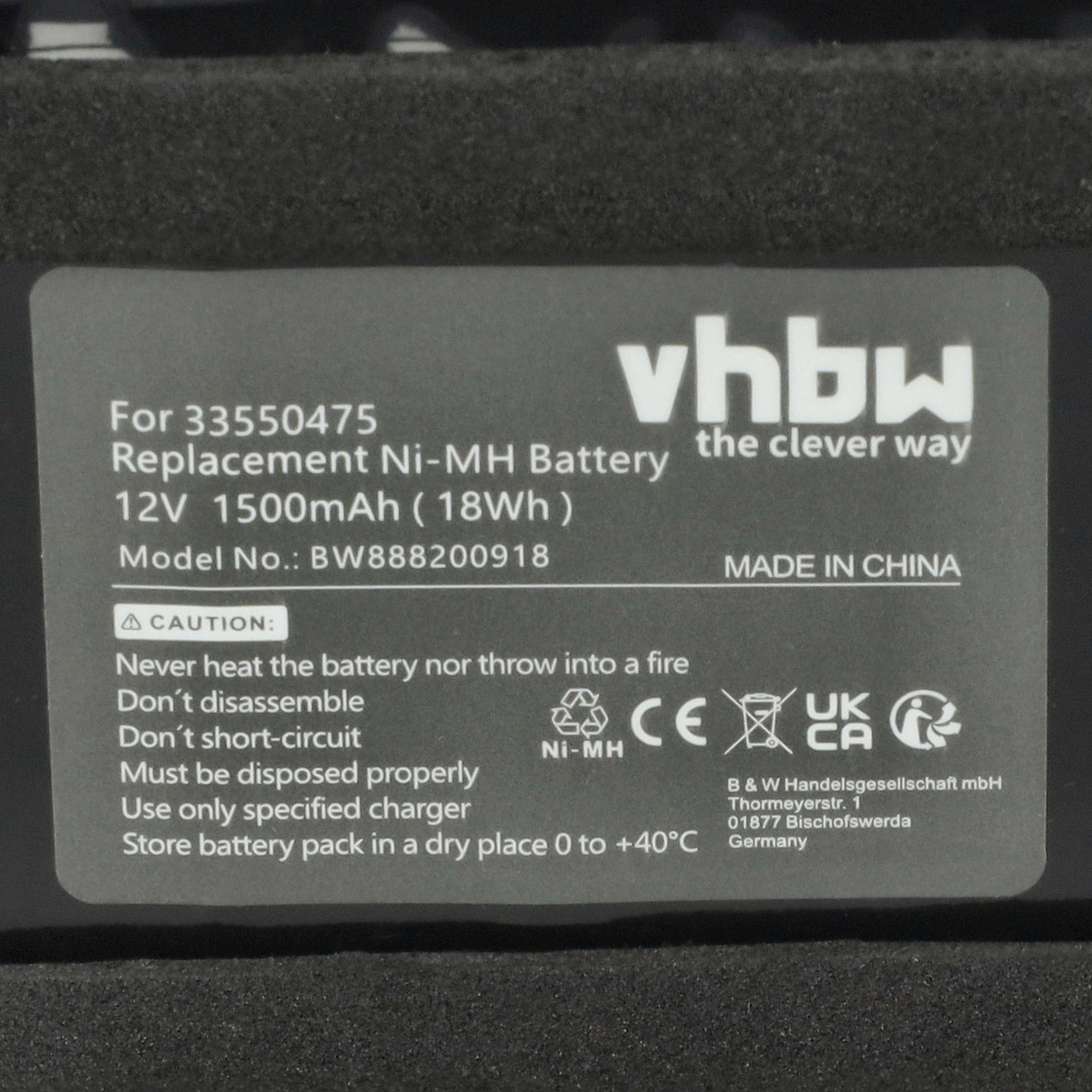 Sliding Gate Operator 2x Battery replaces Besam 33550475, 550473, 45A020BA00004, 550475 - 1500 mAh 12 V NiMH